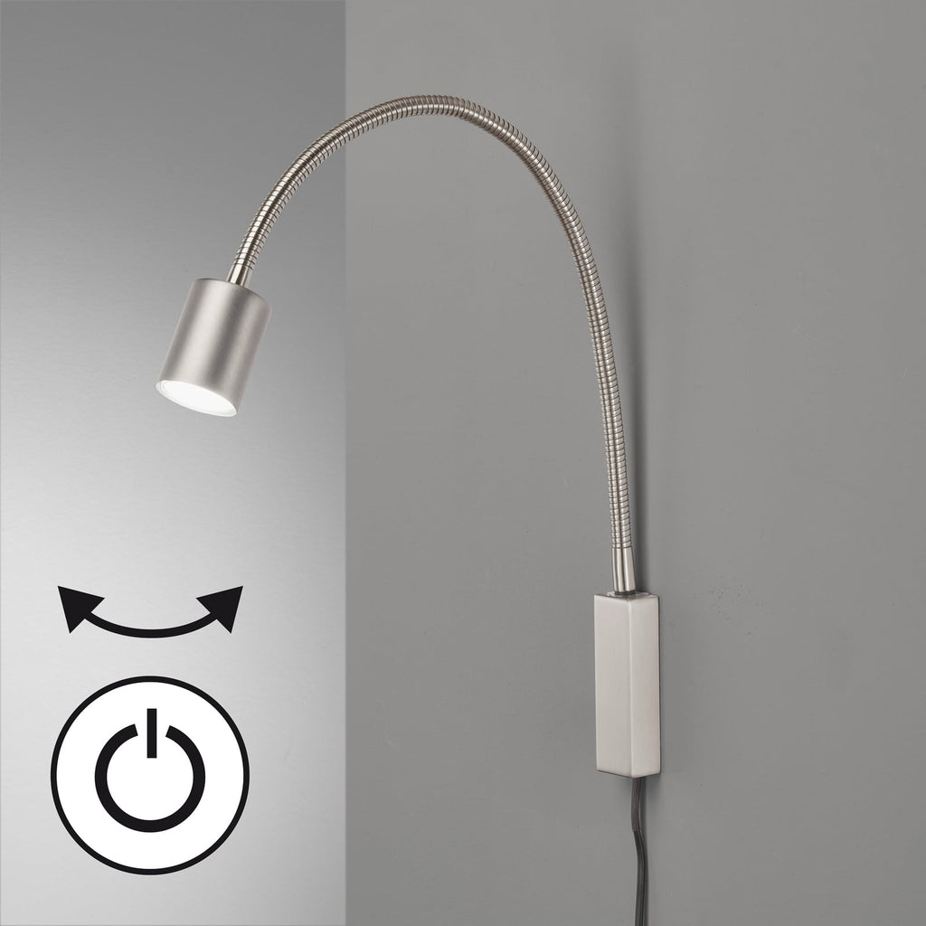 Montert LED vegglampe Justi matt nikkel 52 cm GU10 med bryter i interiør