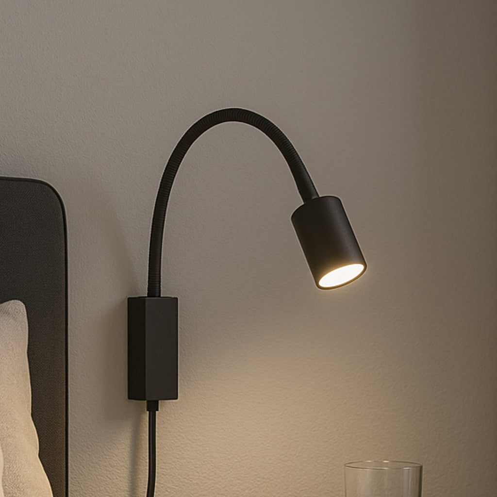 LED vegglampe Justi svart metall med bryter 52 cm GU10 forfra