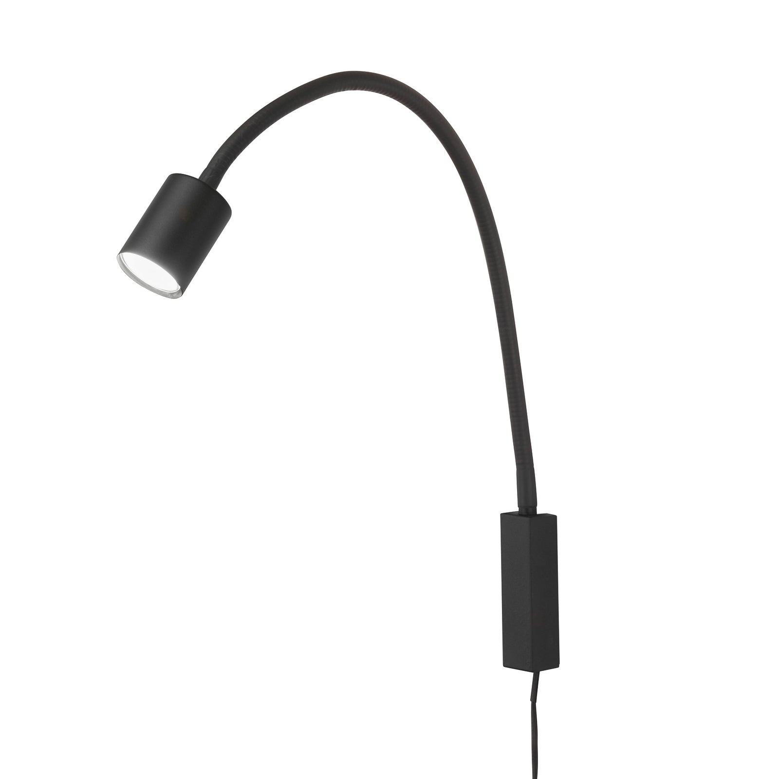 Detalj av LED vegglampe Justi svart metall med bryter 52 cm GU10