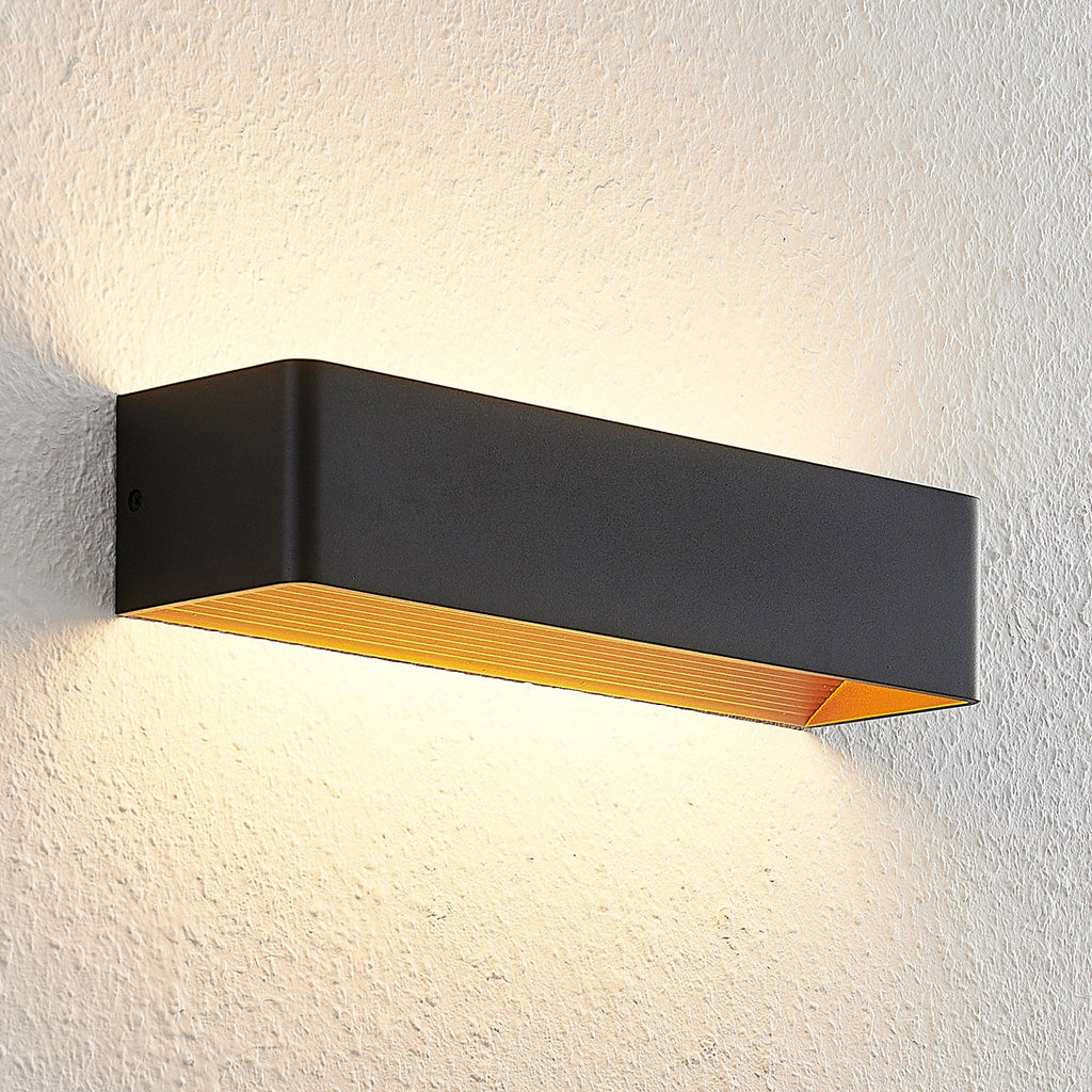LED vegglampe Karam opp og ned svart/gull bakside