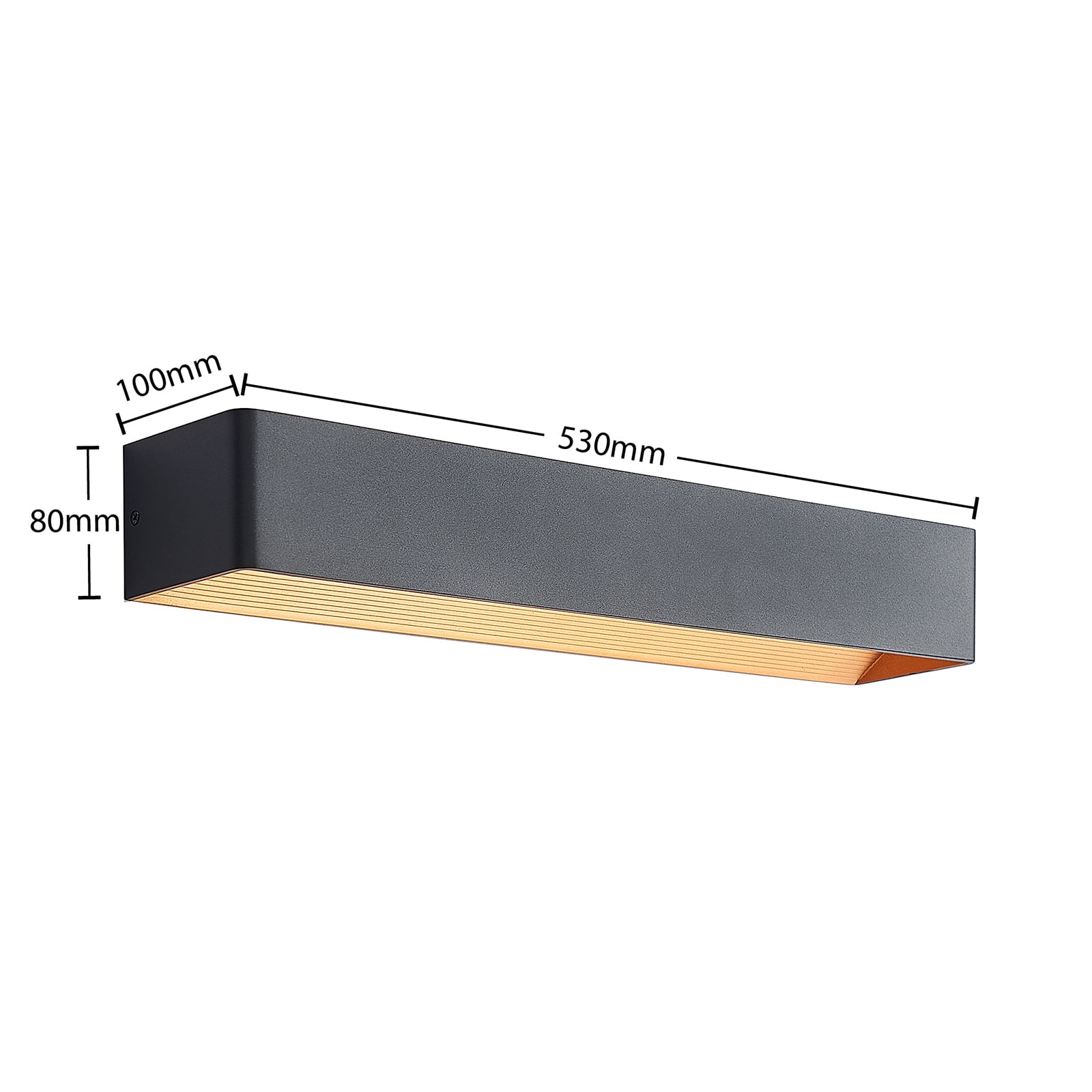 LED vegglampe Karam svart/gull 53 cm dimbar opp/ned lys nedover