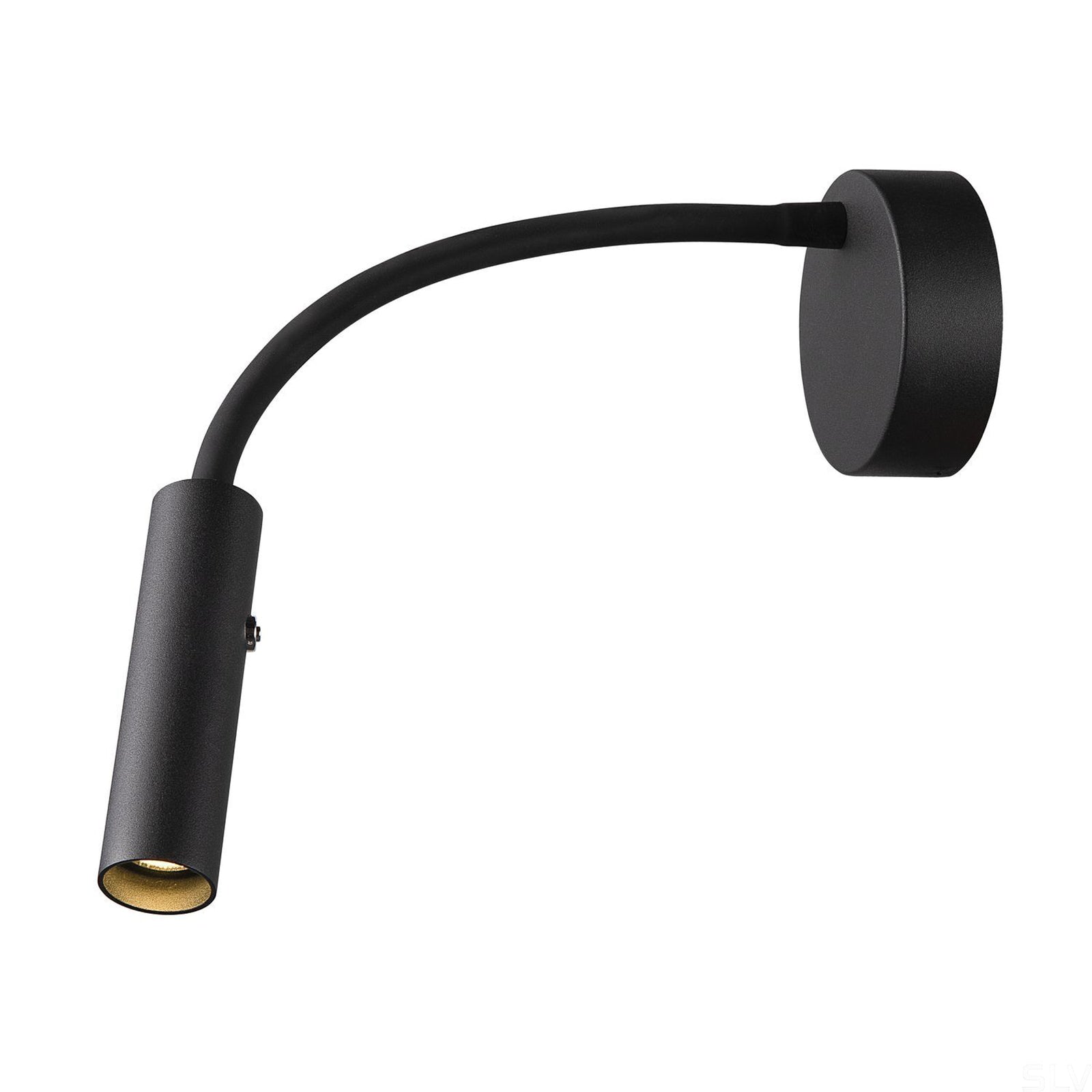 LED vegglampe Karpo Goose dimbar svart fleksarm detalj av fleksarm