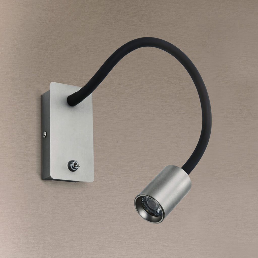 LED vegglampe Kurt matt nikkel med fleksarm 5W bakside