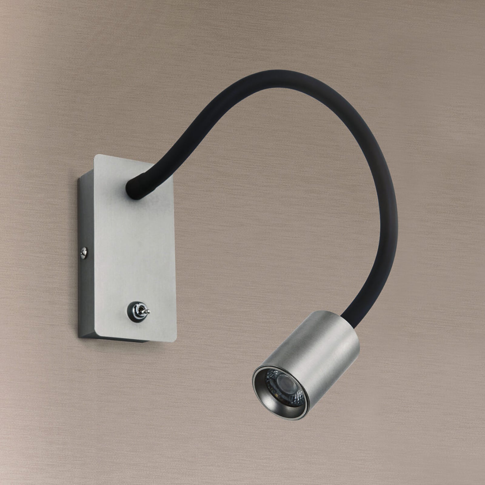 LED vegglampe Kurt matt nikkel med fleksarm 5W bakside