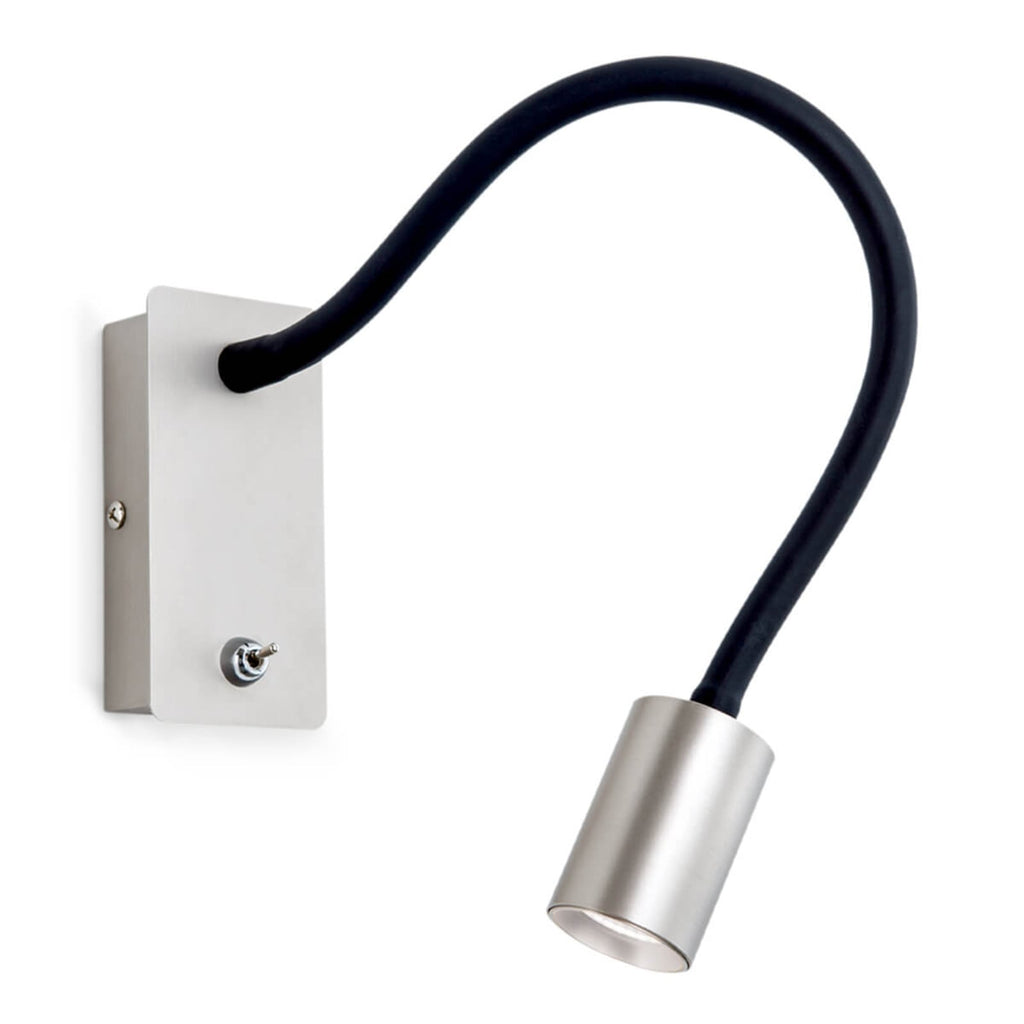 Detalj av LED vegglampe Kurt matt nikkel med fleksarm 5W