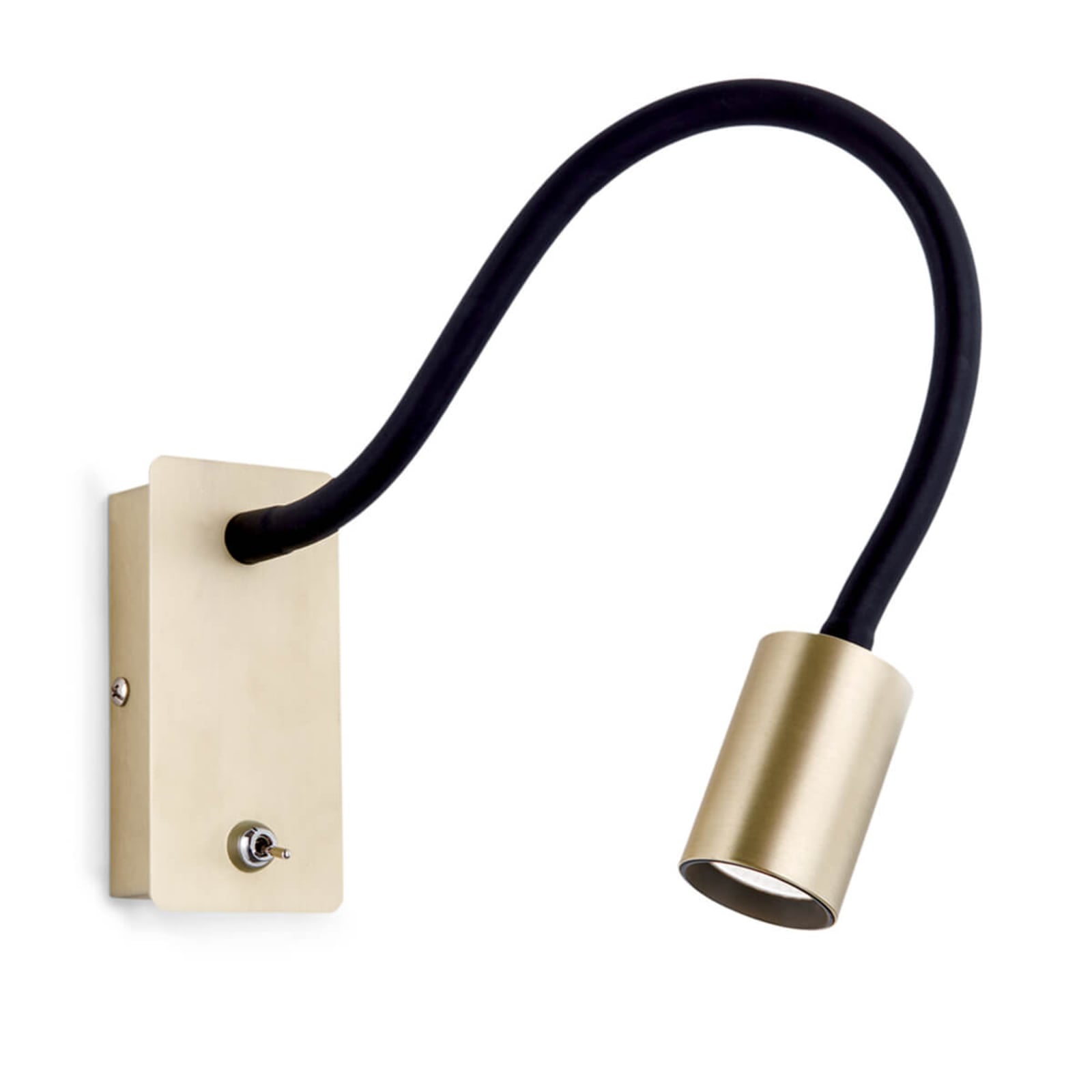 Detalj av LED vegglampe Kurt med fleksiarm matt messing