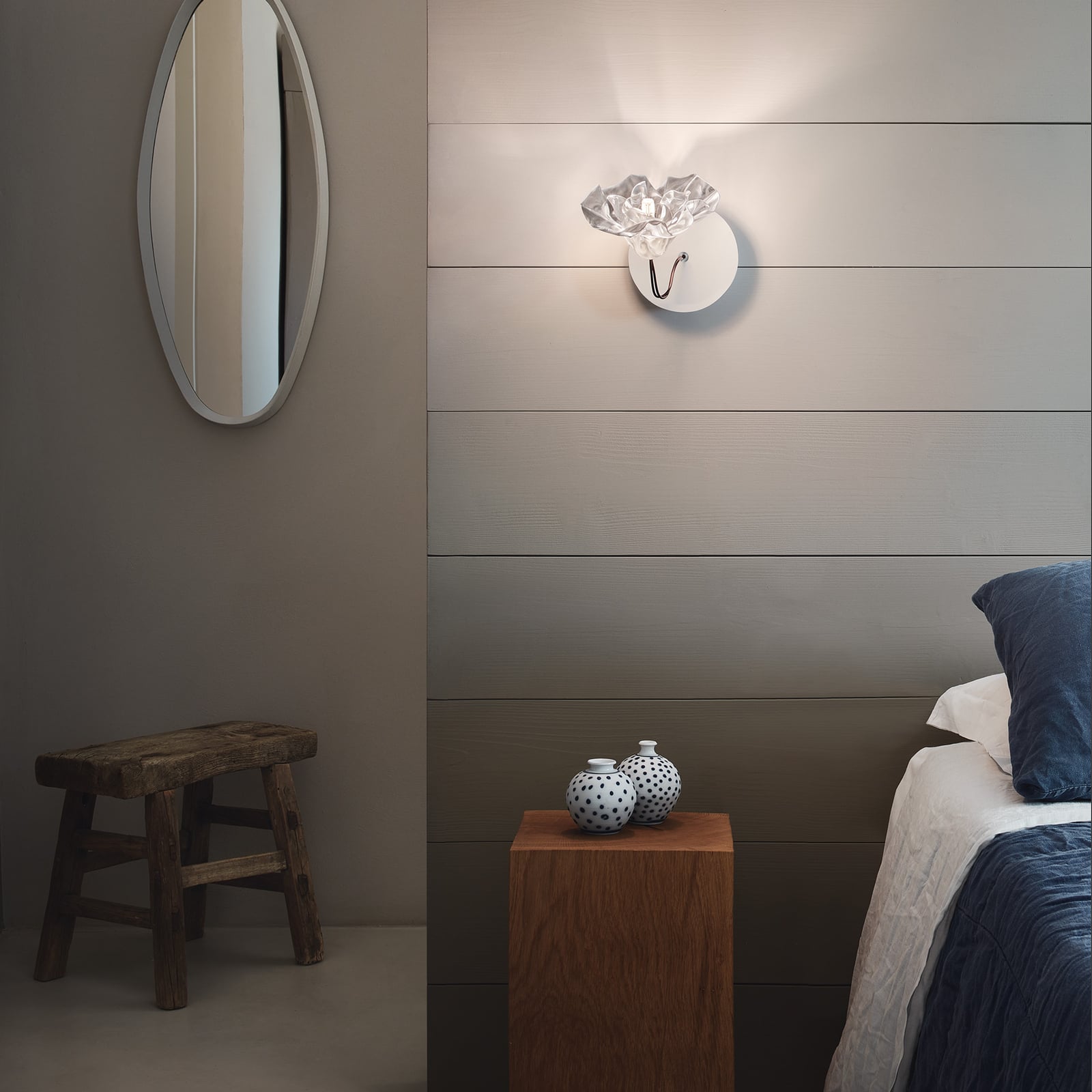 LED-vegglampe LaFleur blomsterform polymer kobber detalj av blomst