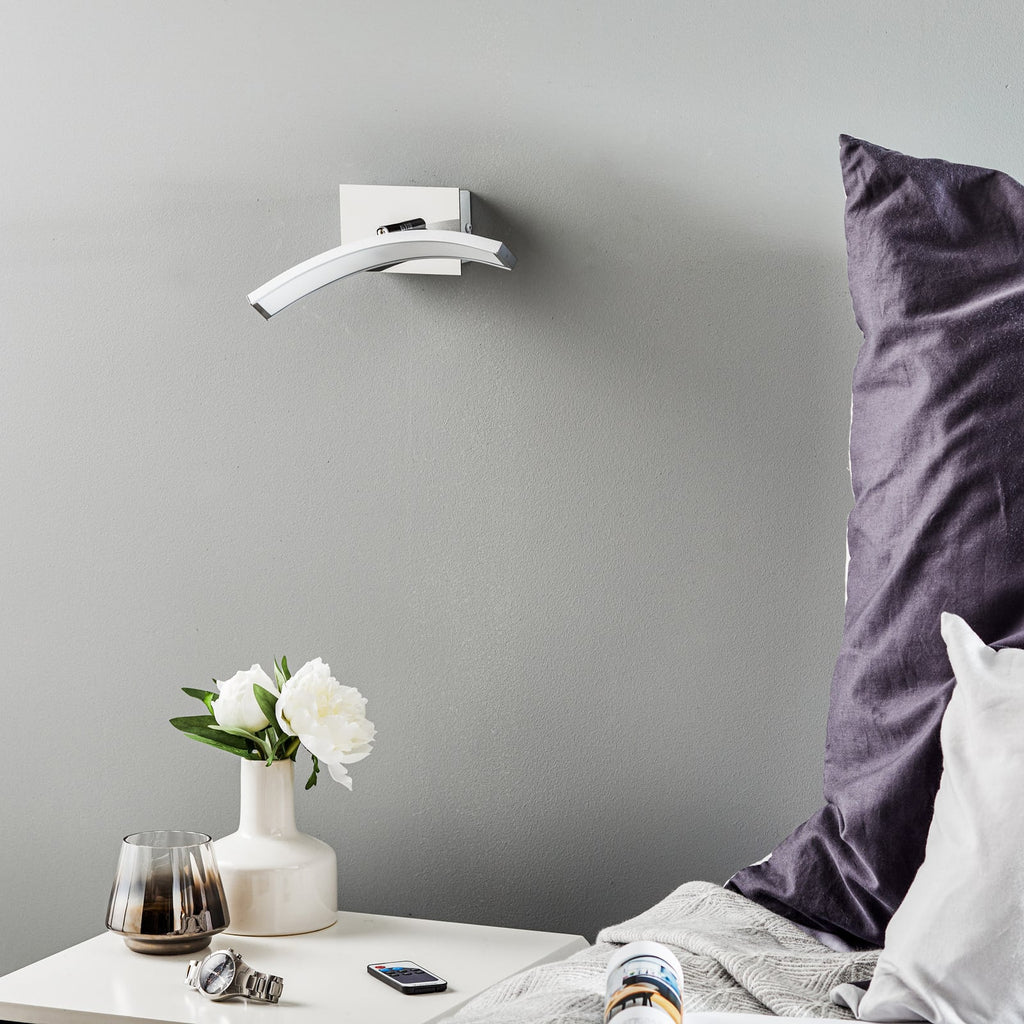 LED vegglampe Largo buet dimbar med fjernkontroll alu detalj