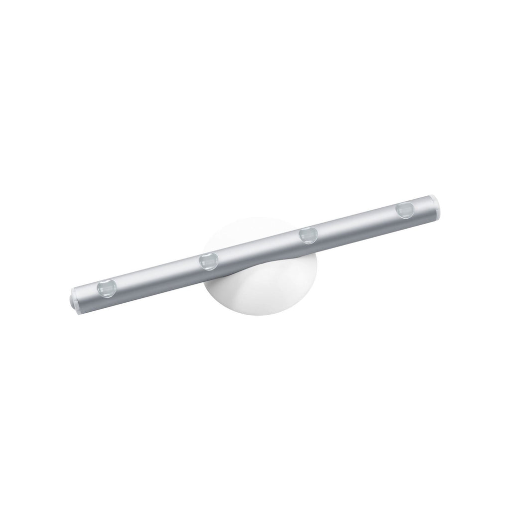 LED vegglampe LEDSTIXX aluminium batteridrevet 22 cm sølv forfra