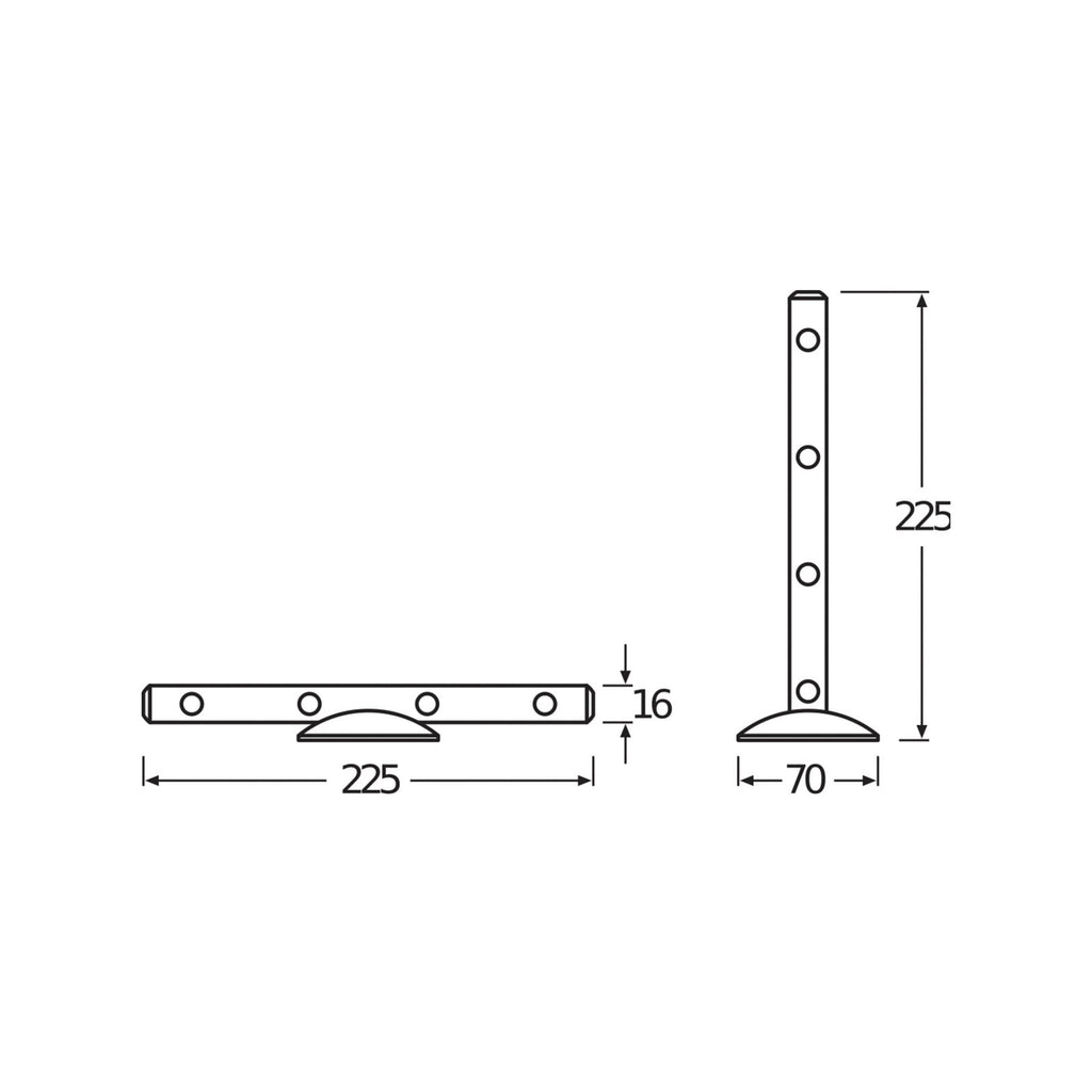 LED vegglampe LEDSTIXX aluminium batteridrevet 22 cm sølv bakside