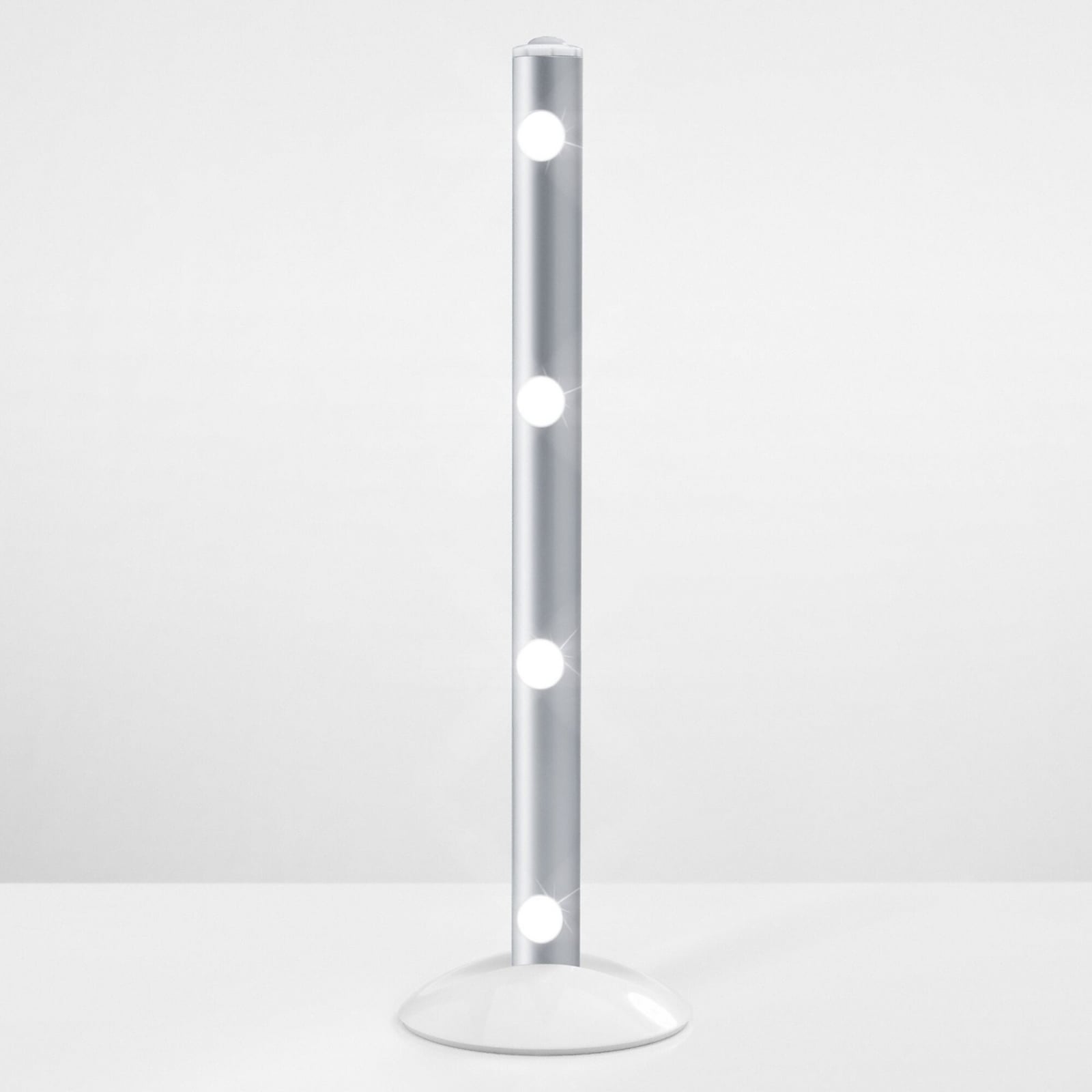LED vegglampe LEDSTIXX aluminium batteridrevet 22 cm sølv detalj