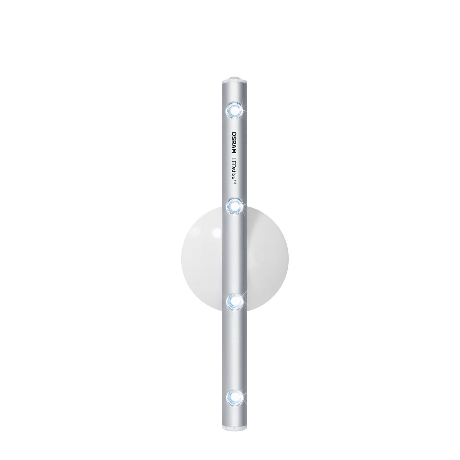 LED vegglampe LEDSTIXX aluminium batteridrevet 22 cm sølv nærbilde
