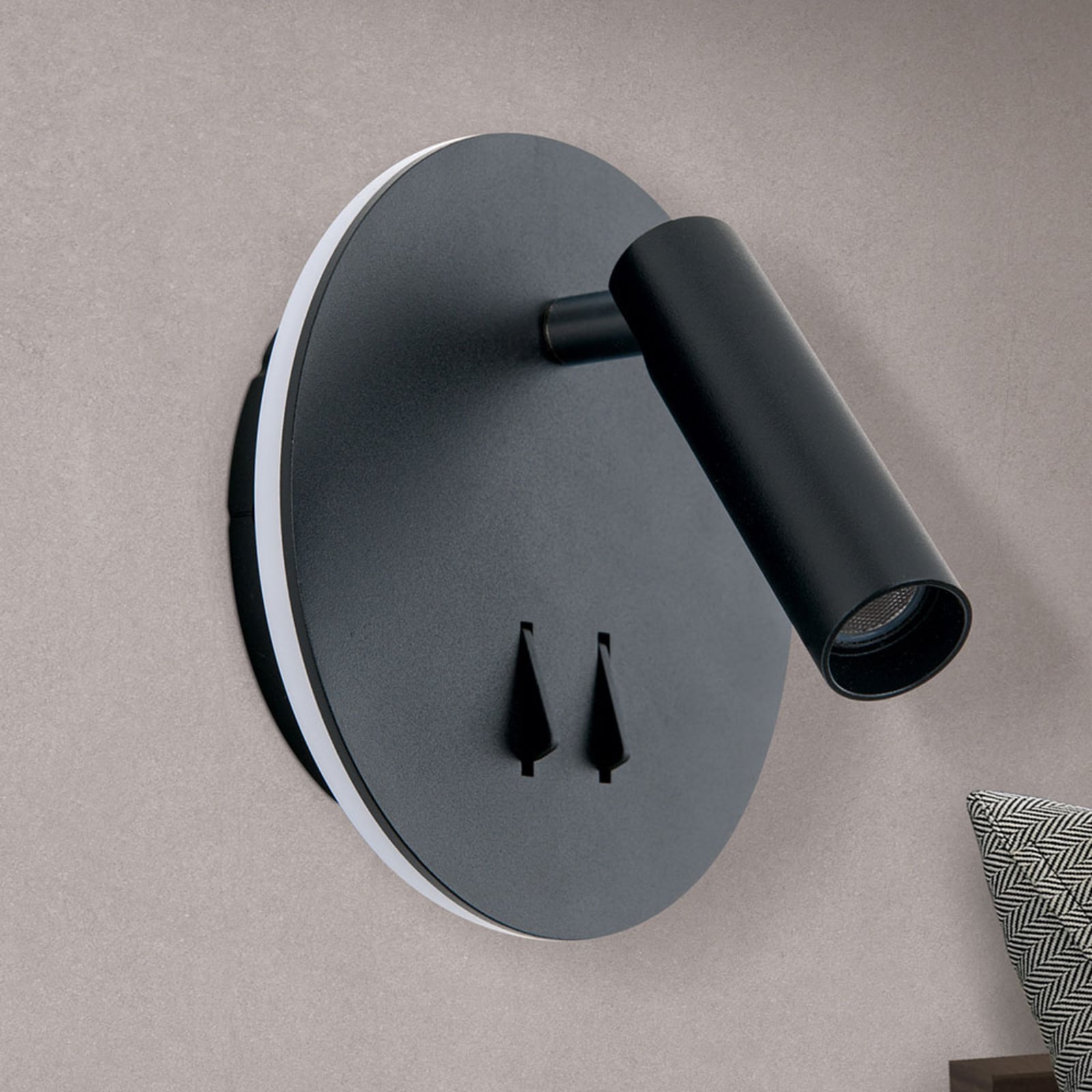 LED vegglampe Lenny svart med spot og indirekte lys bakside
