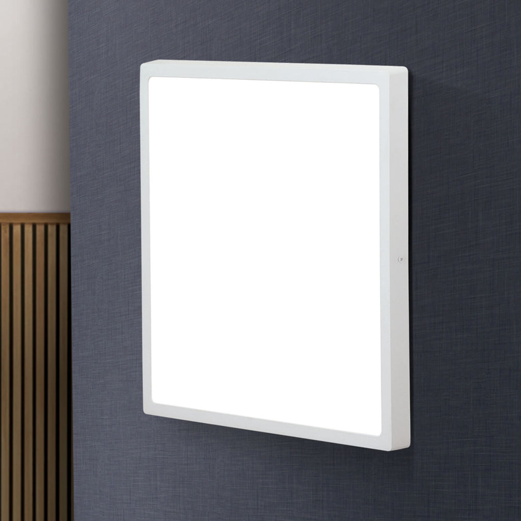 LED vegglampe Lero kvadratisk hvit 40x40 cm 30W varmhvit forfra