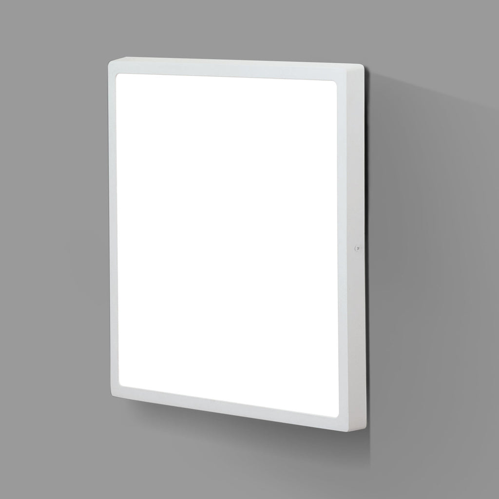 LED vegglampe Lero kvadratisk hvit 40x40 cm 30W varmhvit montert i rom