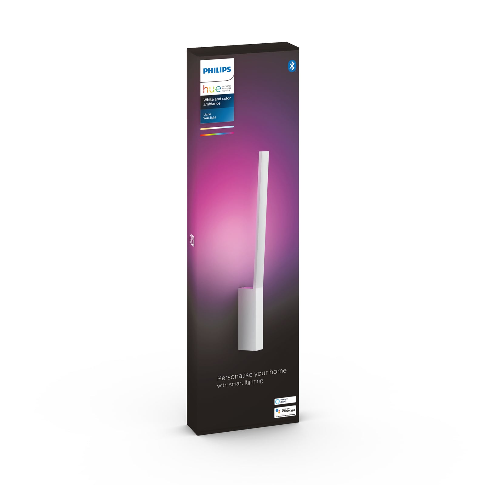 LED vegglampe Liane RGBW dimbar Bluetooth Zigbee hvit montert på vegg