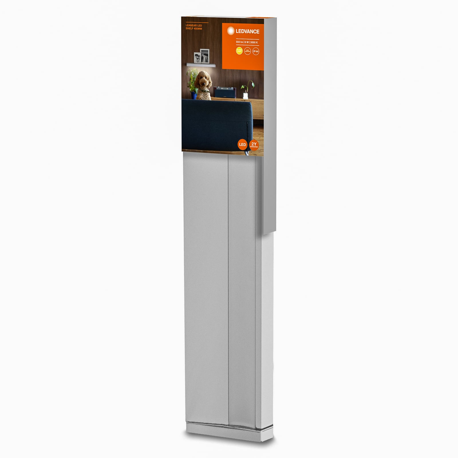 LED vegglampe Linear Shelf med hylle 60 cm hvit detalj av hylle