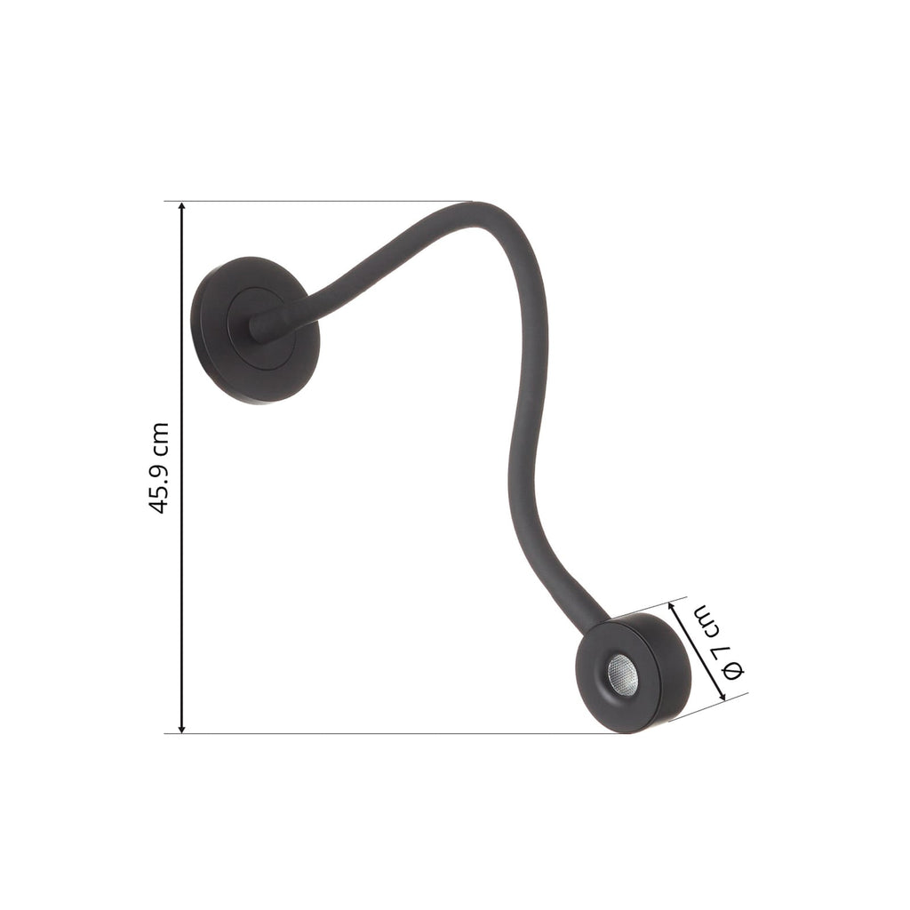 LED vegglampe Link med berøringsdimmer svart 2,1W sideprofil