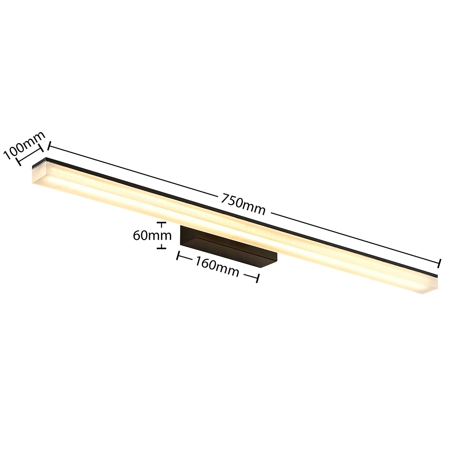 LED vegglampe Lisana svart/hvit 75 cm IP44 14,4W - Lucande