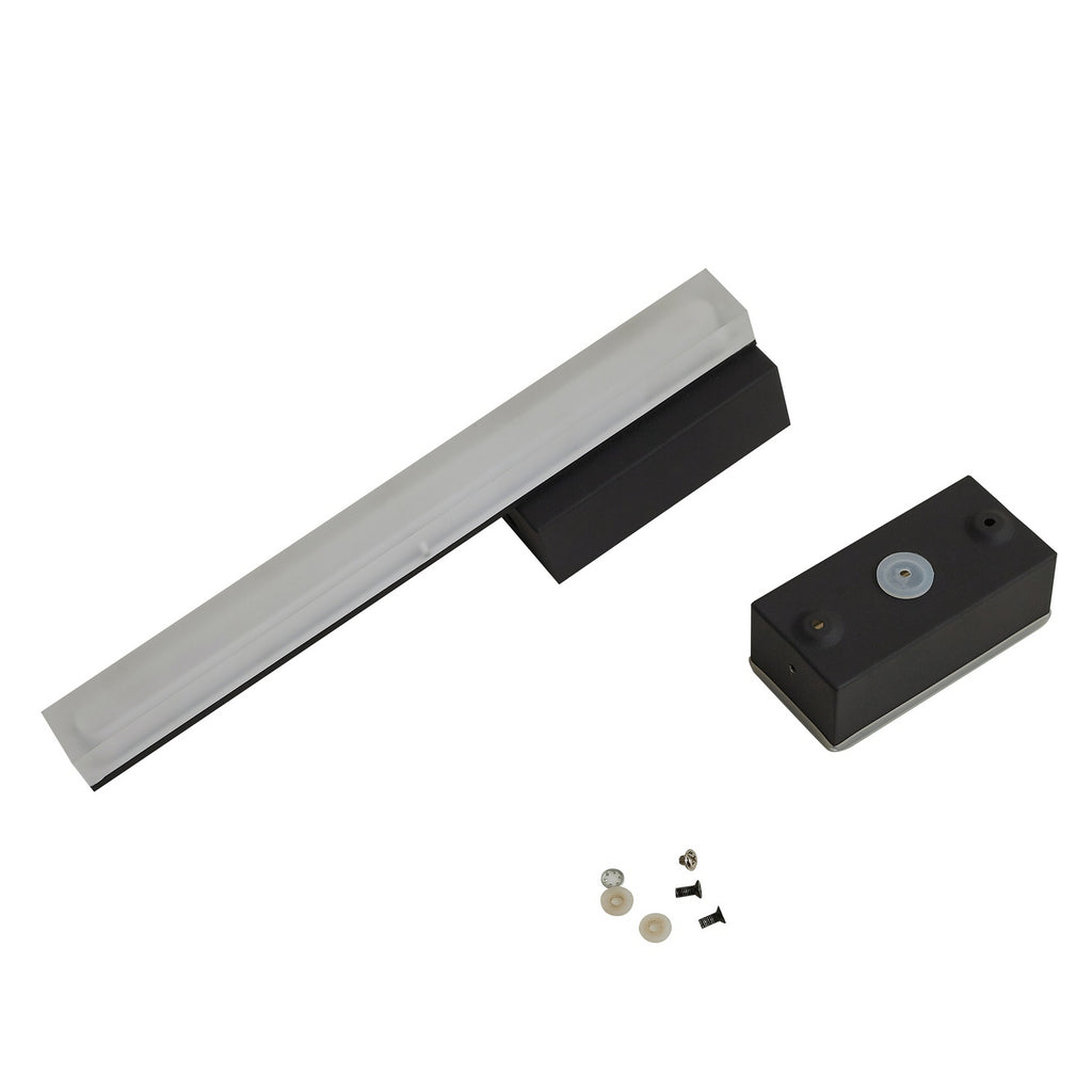 LED vegglampe Lisana svart vertikal 32 cm i baderomsmiljø