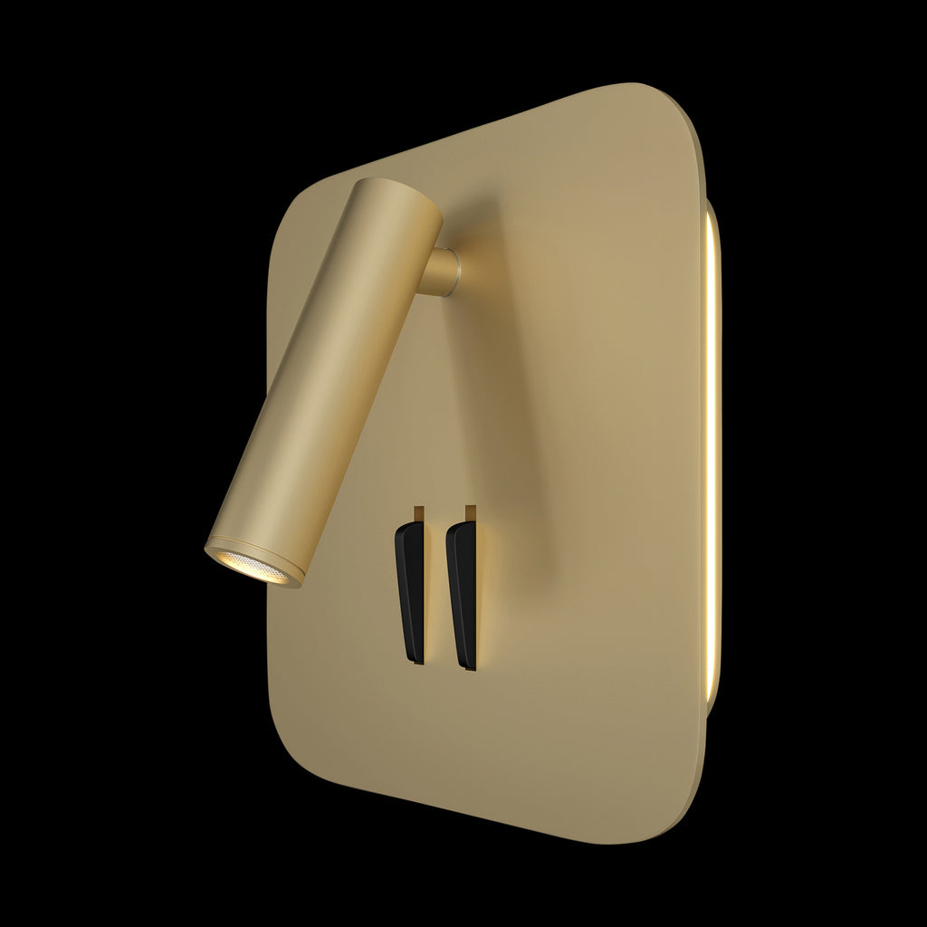 LED vegglampe Los 176 gull aluminium 14 cm med bryter bakside