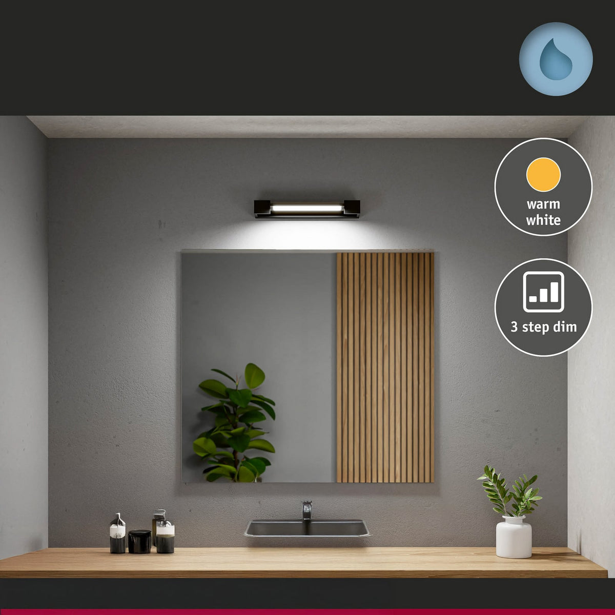 LED vegglampe Lucille svart 40 cm dimbar emballasje