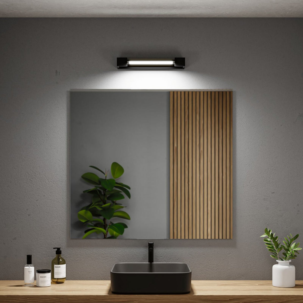 LED vegglampe Lucille svart 40 cm dimbar bakside