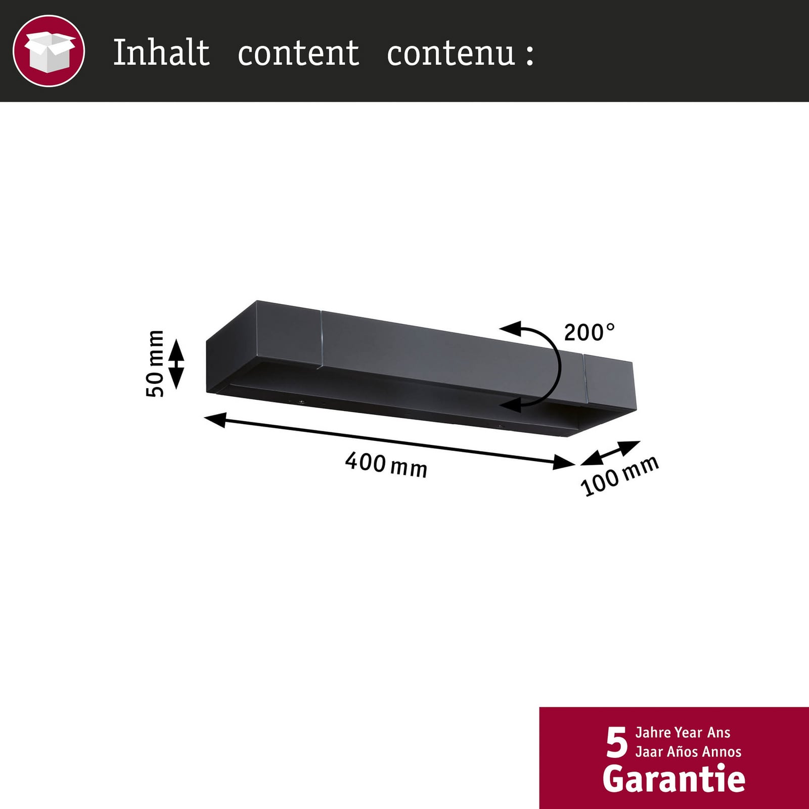 LED vegglampe Lucille svart 40 cm dimbar dimmer