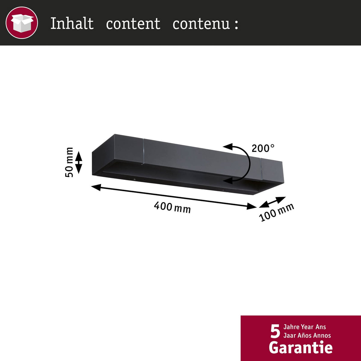 LED vegglampe Lucille svart 40 cm dimbar dimmer