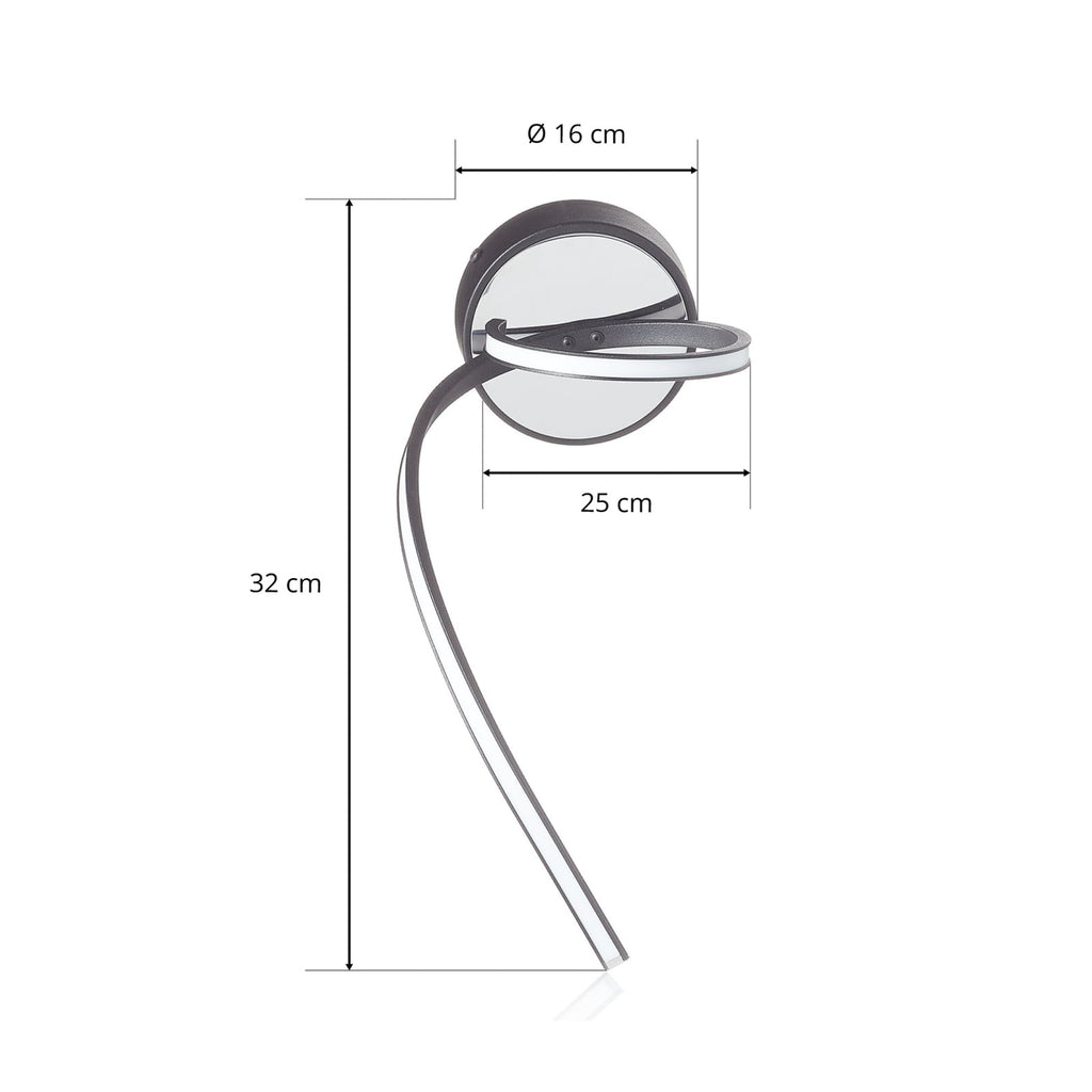 LED vegglampe Lungo dimbar med fjernkontroll svart 32 cm lysfarge varm hvit