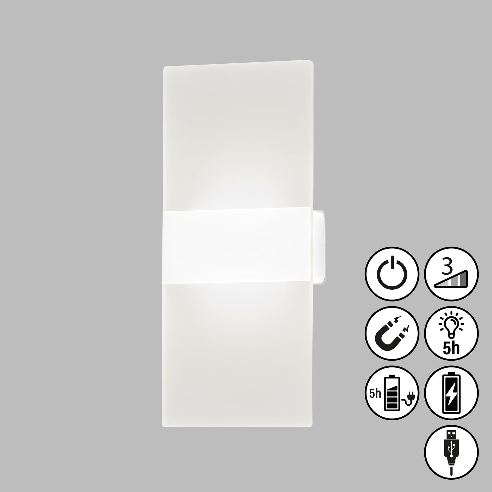 LED vegglampe Magnetic oppladbar dimbar hvit nærbilde av touchdimmer