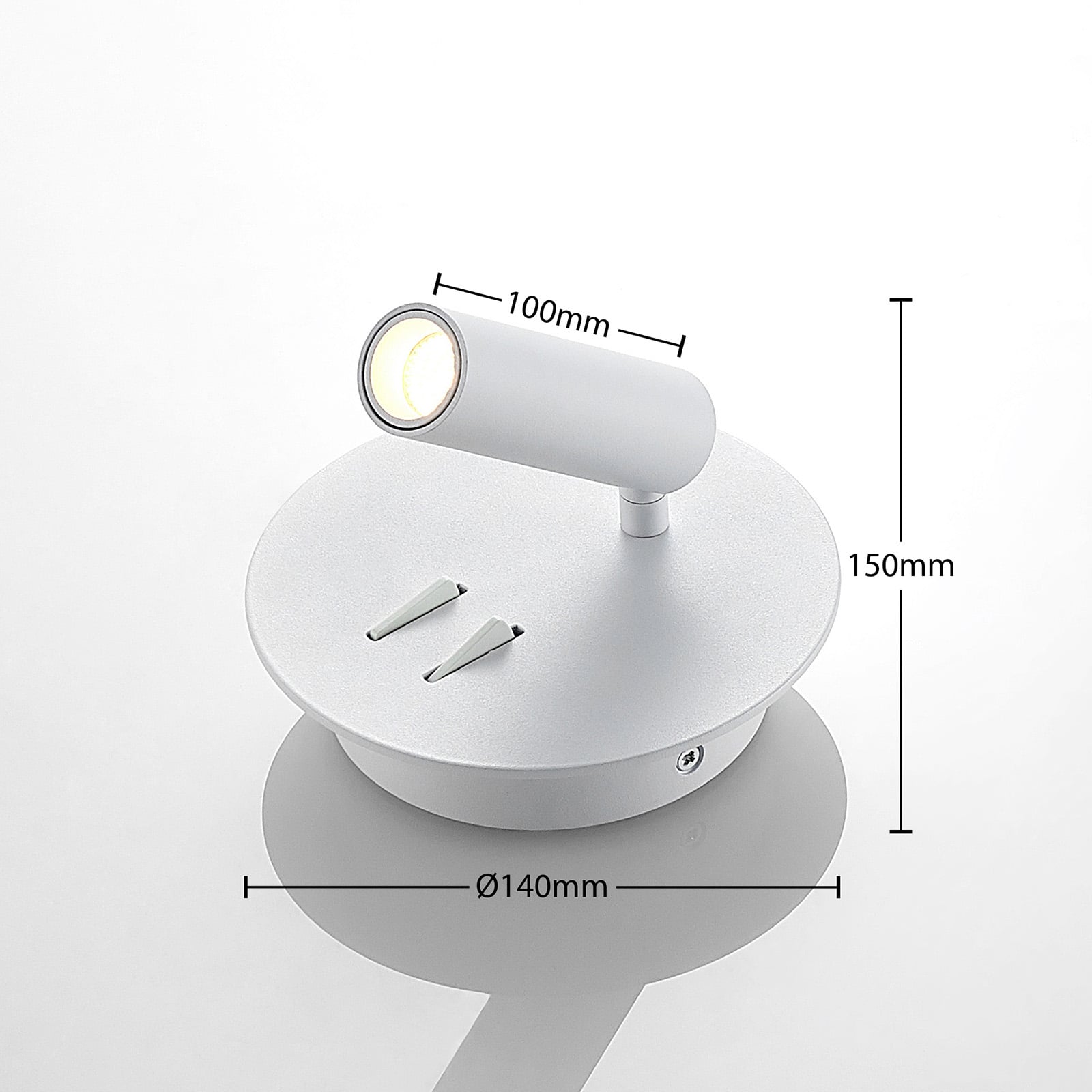 LED vegglampe Magya justerbar hvit Ø14 cm montert