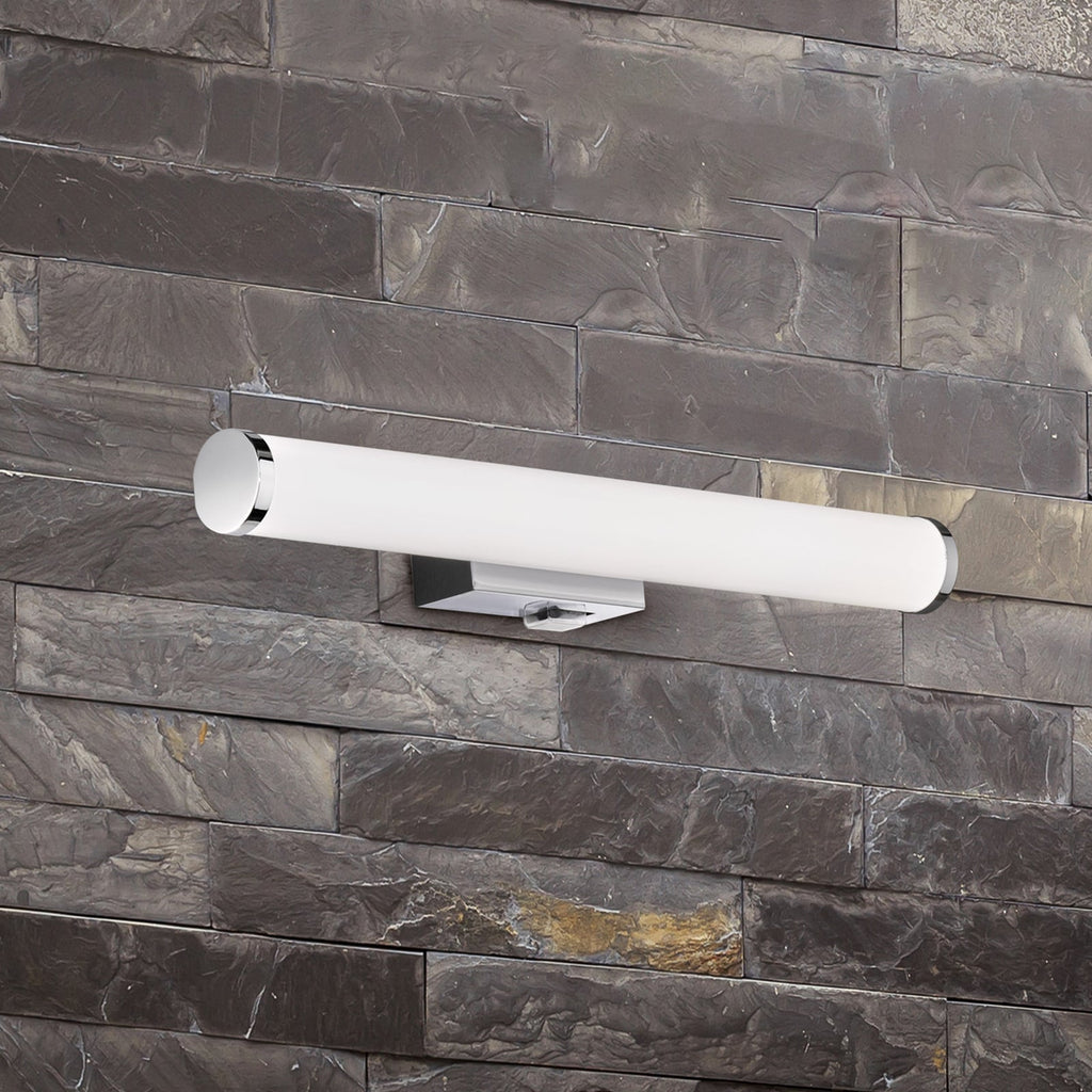 LED vegglampe Mattimo krom/hvit 40 cm med bryter IP44 detalj