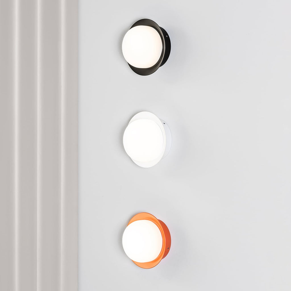 LED vegglampe May Ø12 cm stål og glass svart IP44 lysbilde
