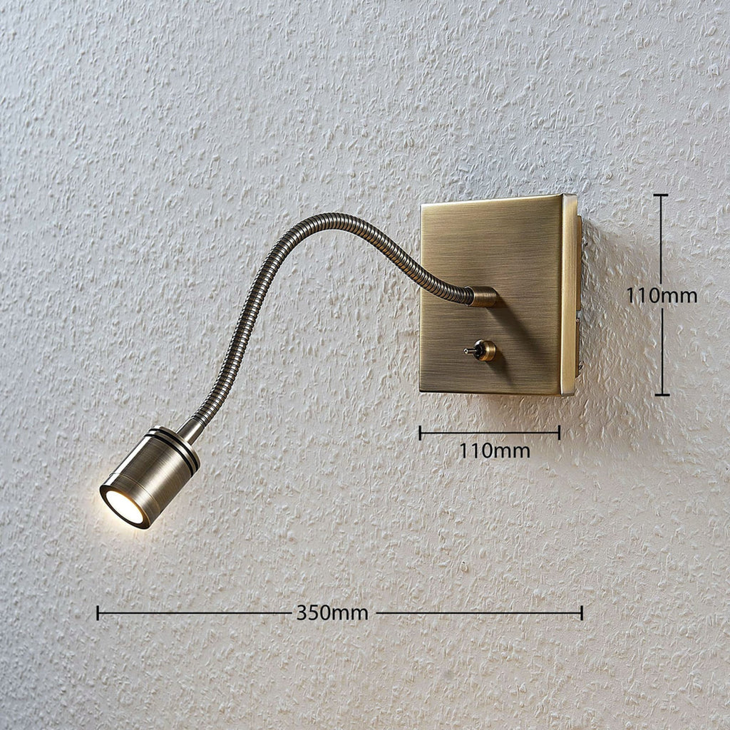 LED vegglampe Mayar leselampe messing fleksibel 11 cm nærbilde