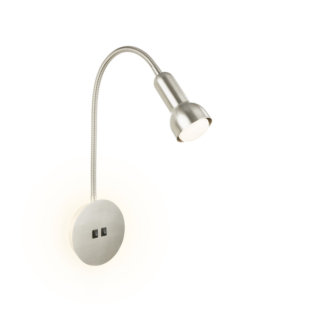 LED vegglampe med lesespot matt nikkel E14 39 cm - forfra