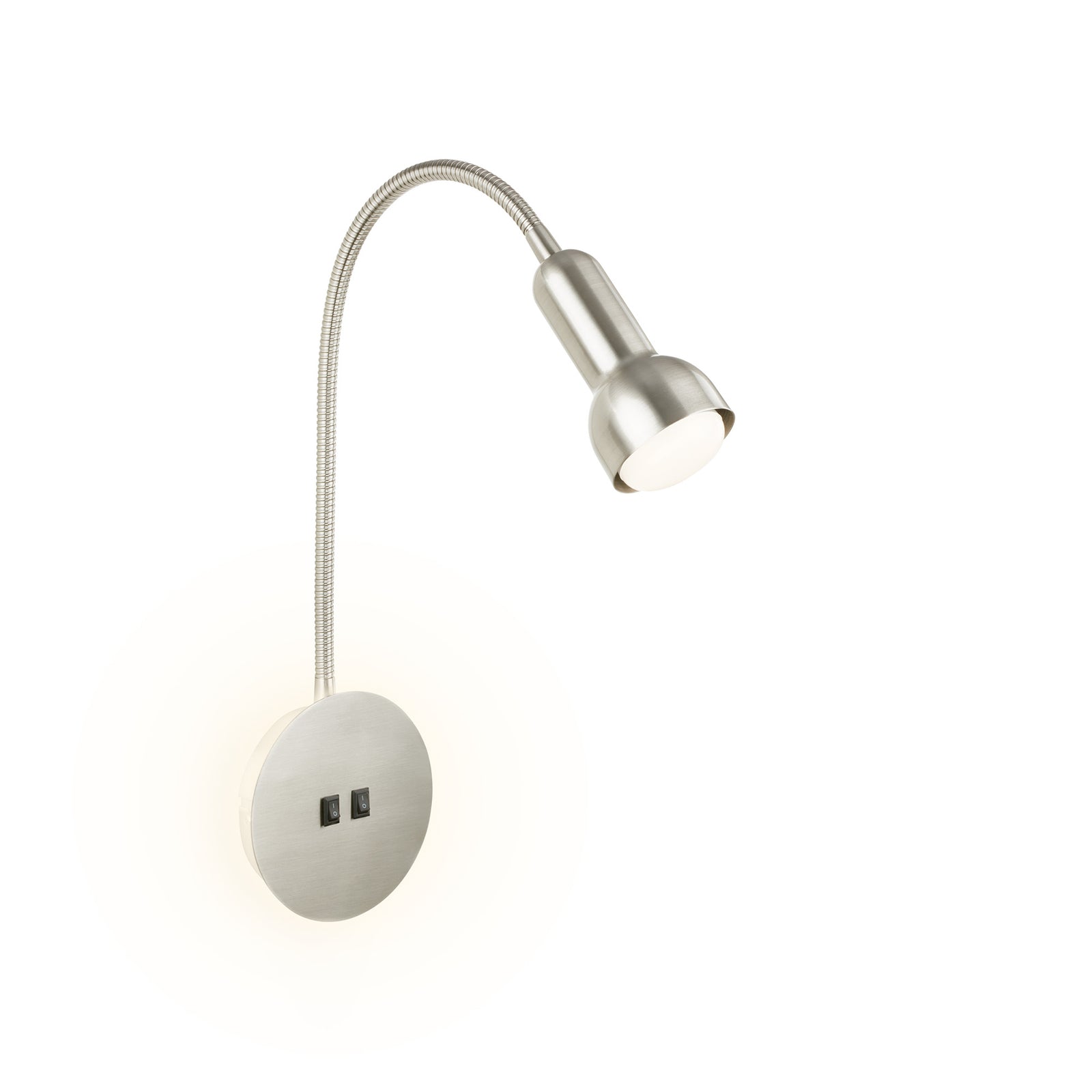 LED vegglampe med lesespot matt nikkel E14 39 cm - forfra