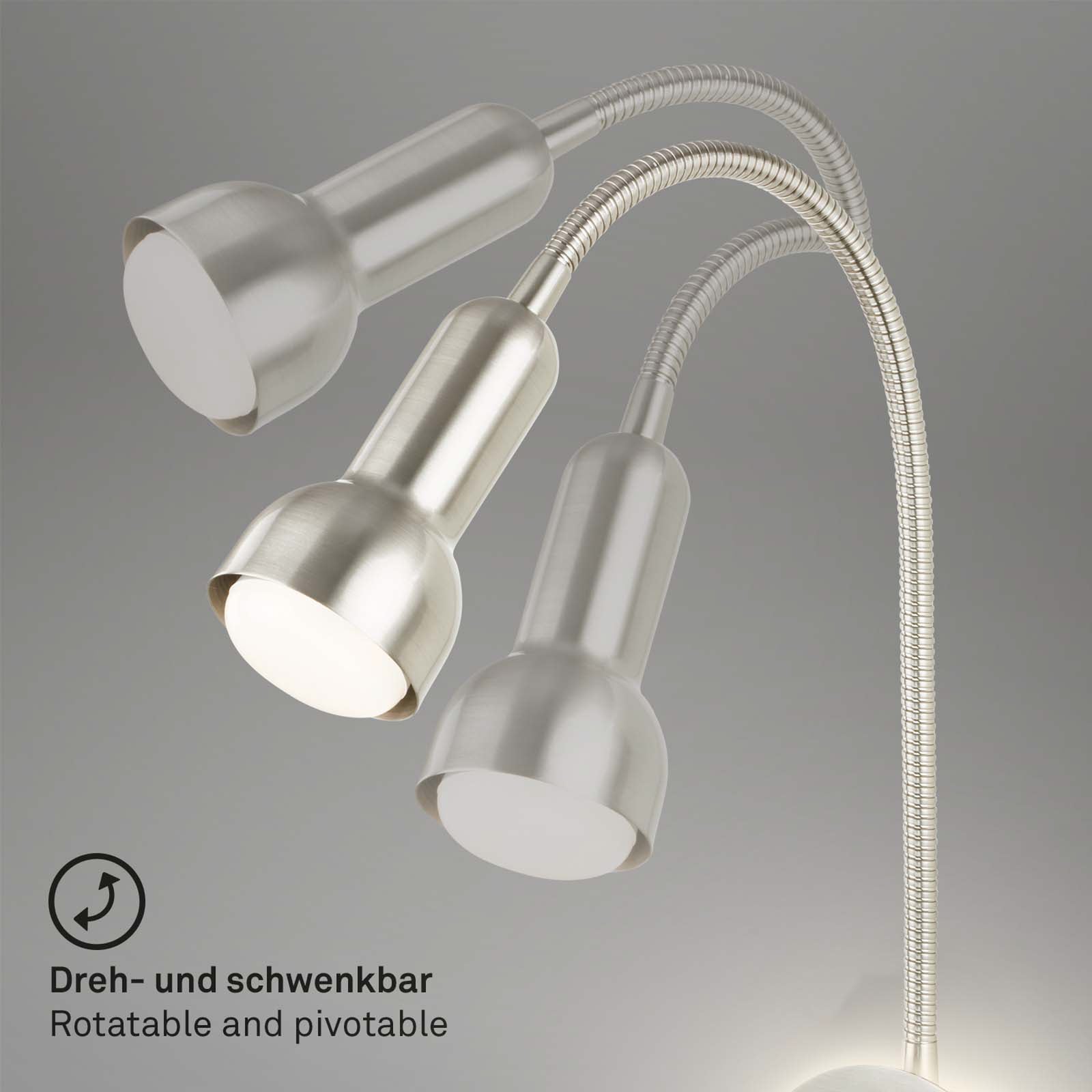LED vegglampe med lesespot matt nikkel E14 39 cm - utsnitt av lampearm
