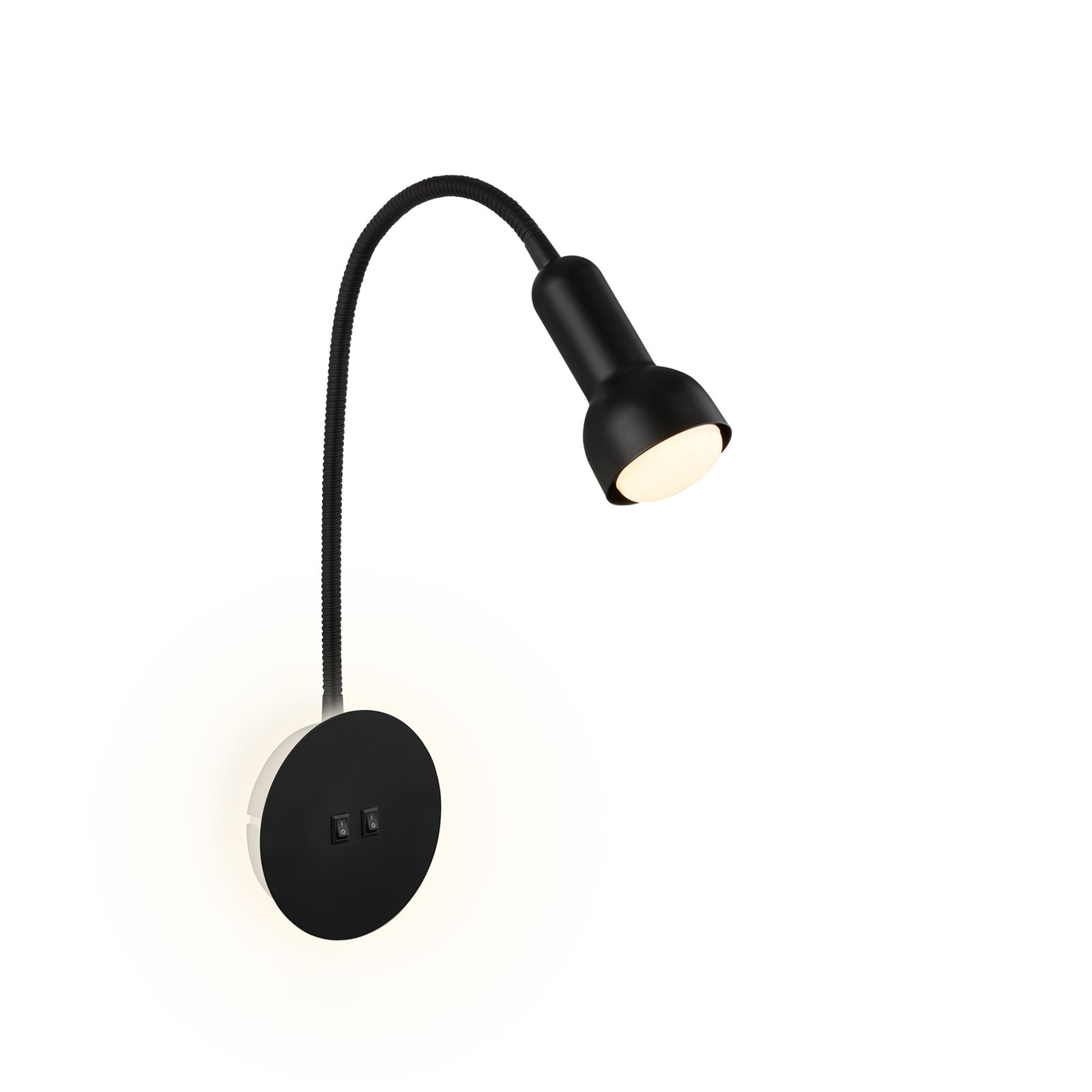 LED vegglampe med lesespot svart metall E14 39 cm - Briloner forfra