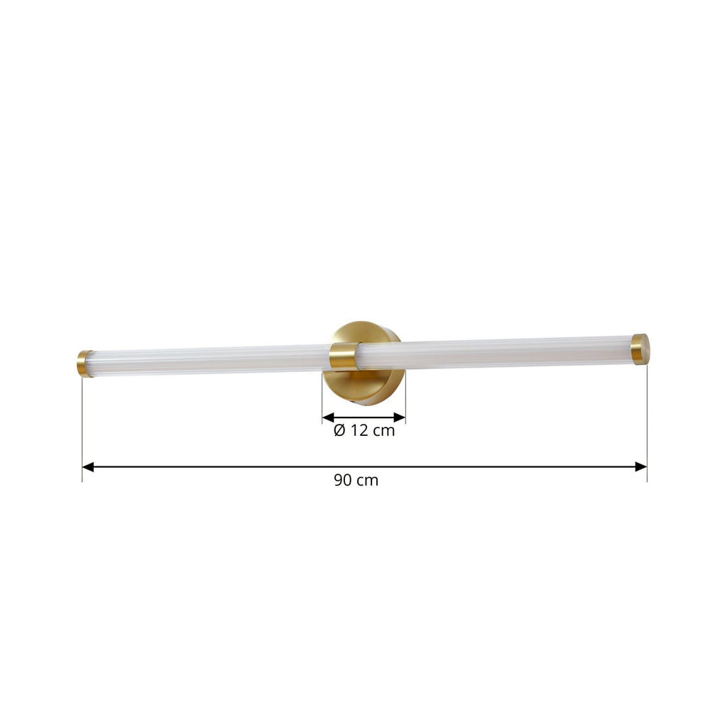 LED vegglampe Melisa gull 90 cm CCT IP44 detalj av glass og metall