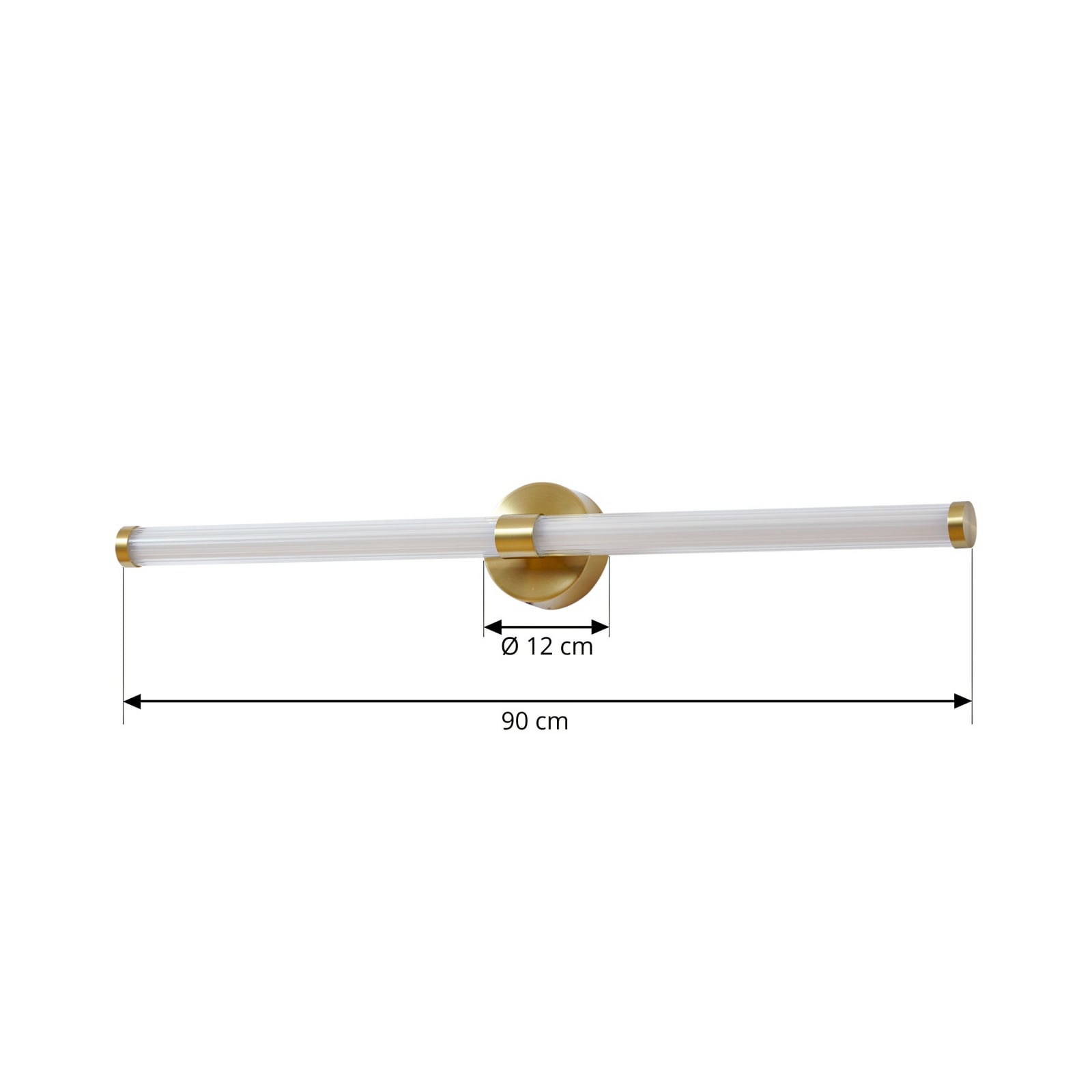 LED vegglampe Melisa gull 90 cm CCT IP44 detalj av glass og metall