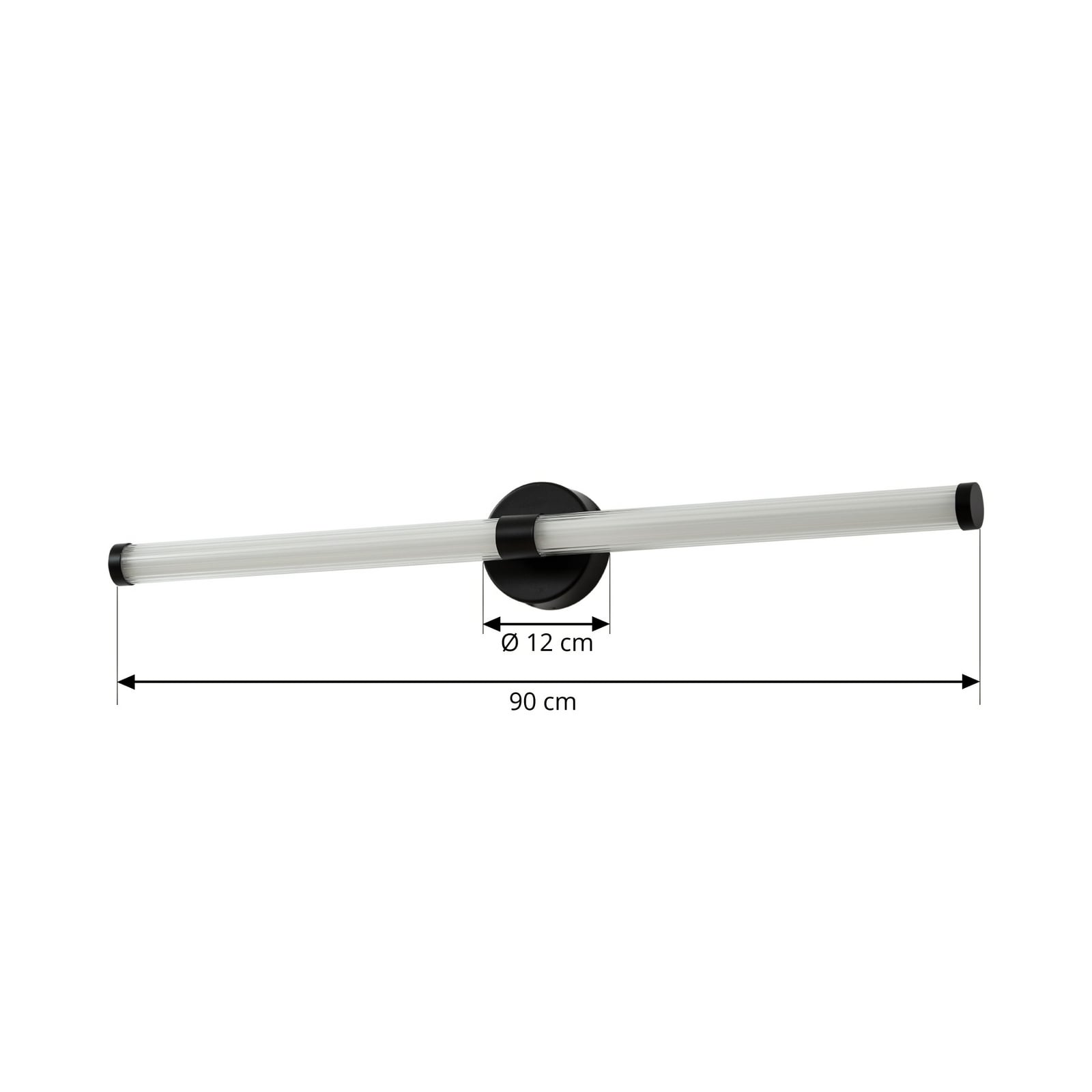 LED vegglampe Melisa svart 90 cm CCT IP44 detalj av lampearmatur