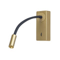 LED vegglampe Mine gullfarget aluminium 14 cm med bryter forfra