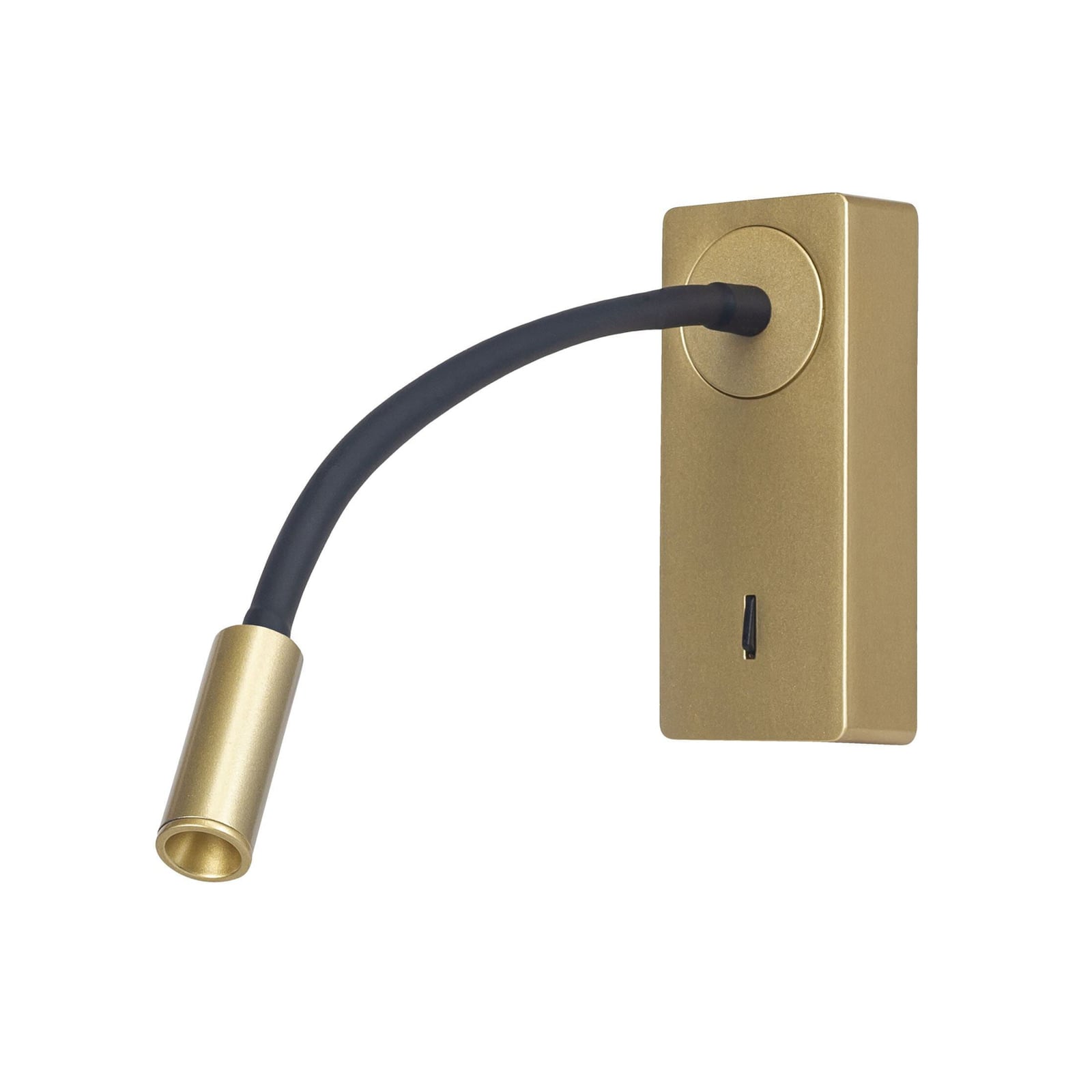 LED vegglampe Mine gullfarget aluminium 14 cm med bryter forfra