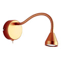 LED vegglampe Mini fleksibel arm bronse 5000K 2,5W - Busch forfra