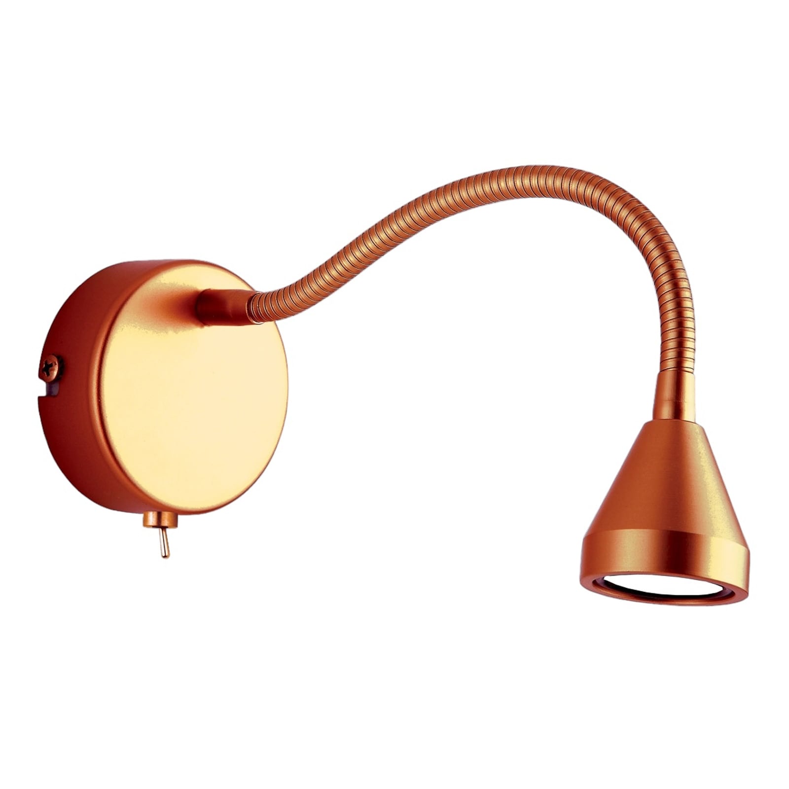 LED vegglampe Mini fleksibel arm bronse 5000K 2,5W - Busch forfra