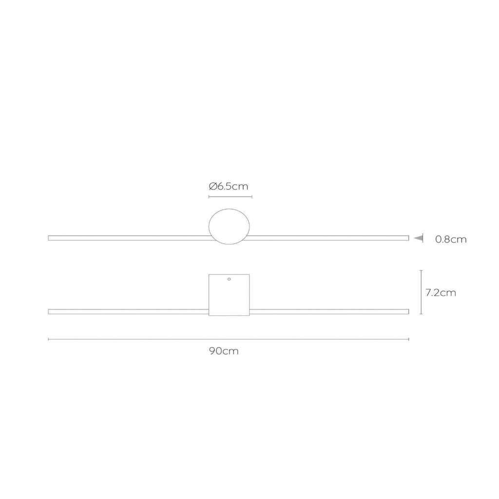 LED vegglampe Mizar svart aluminium 90 cm detalj