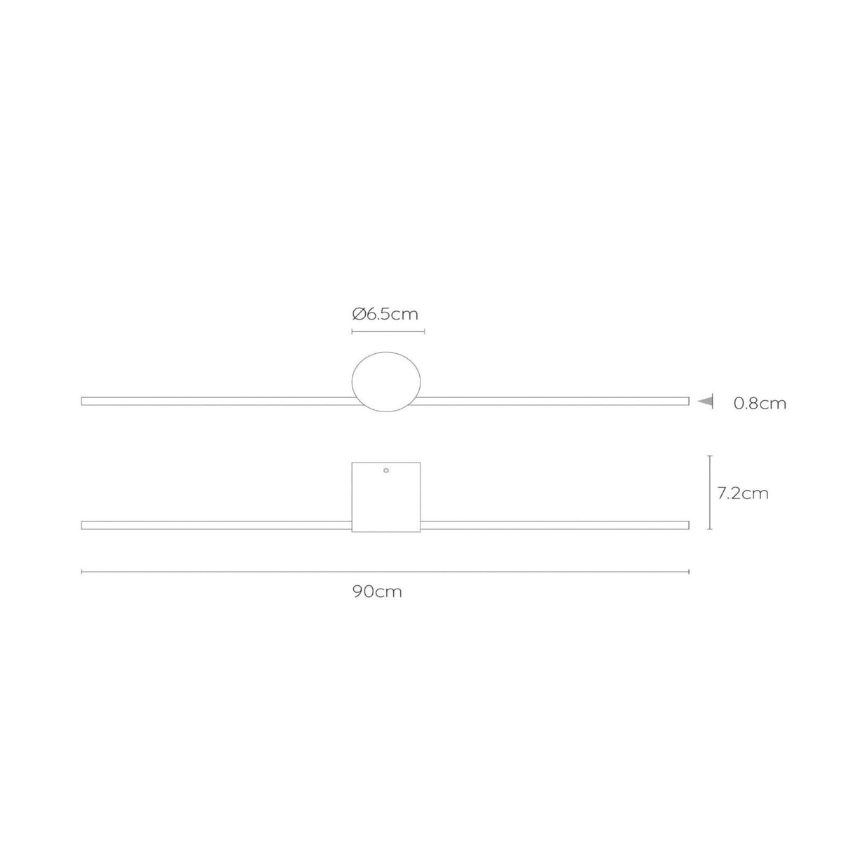 LED vegglampe Mizar svart aluminium 90 cm detalj