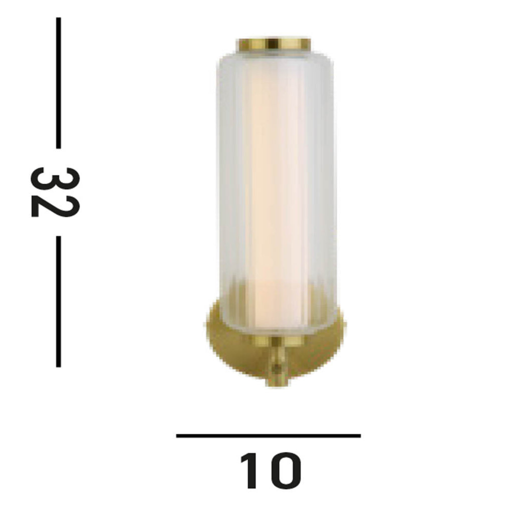 LED vegglampe Mod dimbar messingfarget glass og stål detalj av glass og ramme