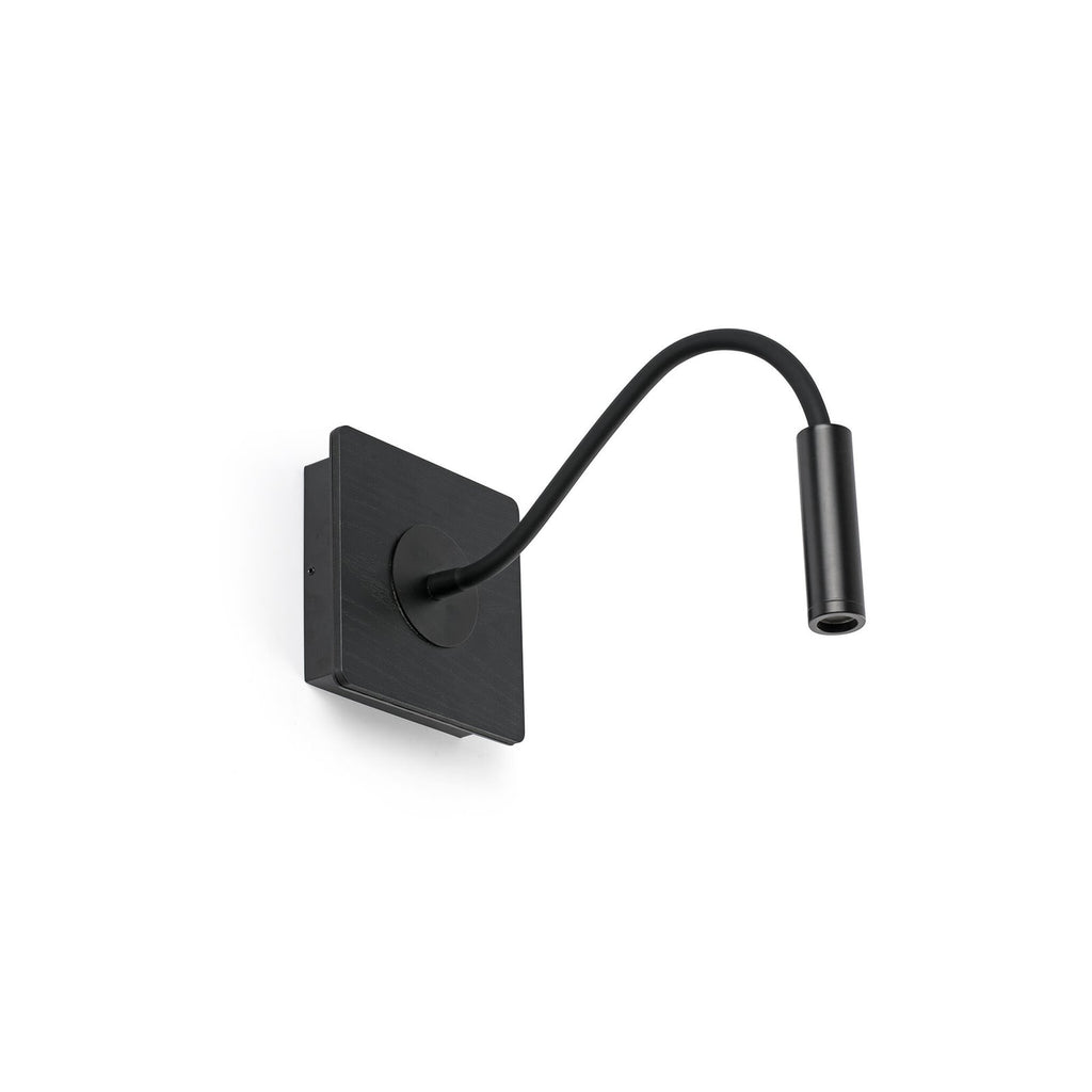 LED vegglampe Mood svart tre og metall forfra